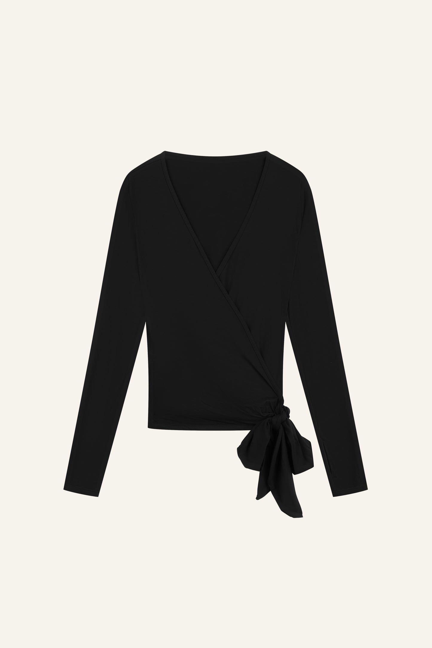 Ballet Wrap Long Sleeve Top - Core Black