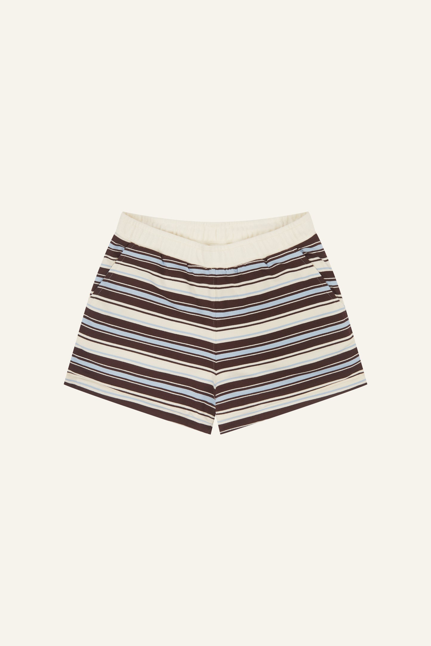 Reversible Stripe High Waist Shorts - Crème