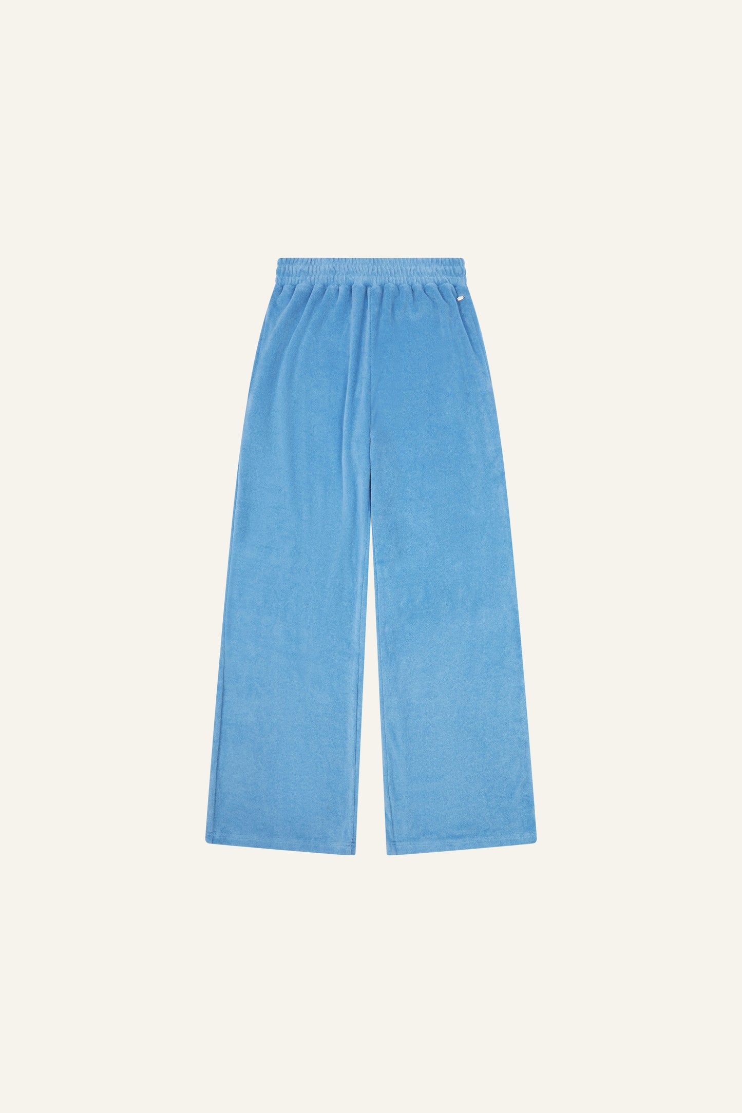 Towelling High Waist Trousers - Aqua