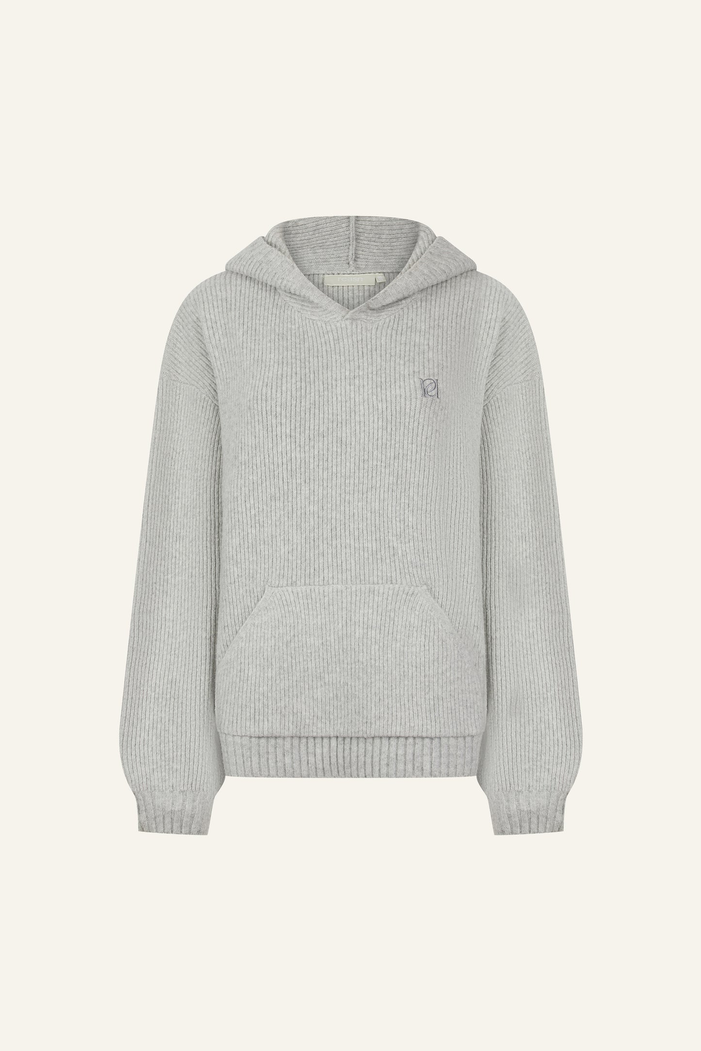 Oversized Premium Knitted Hoodie - Grey Marl