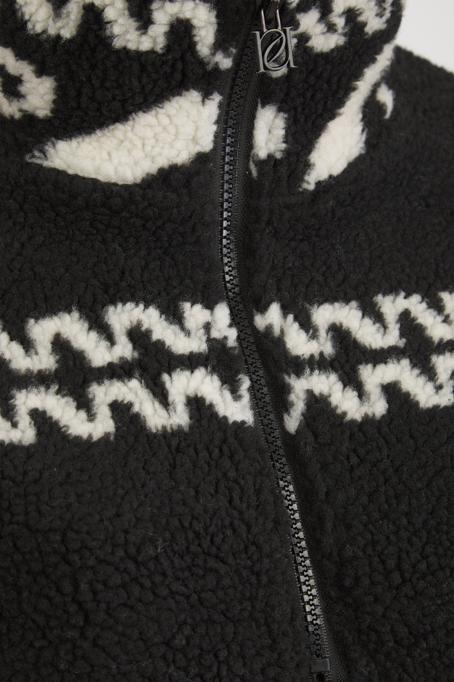 Aztec Detail Quarter Zip Borg Sweatshirt - Core Black