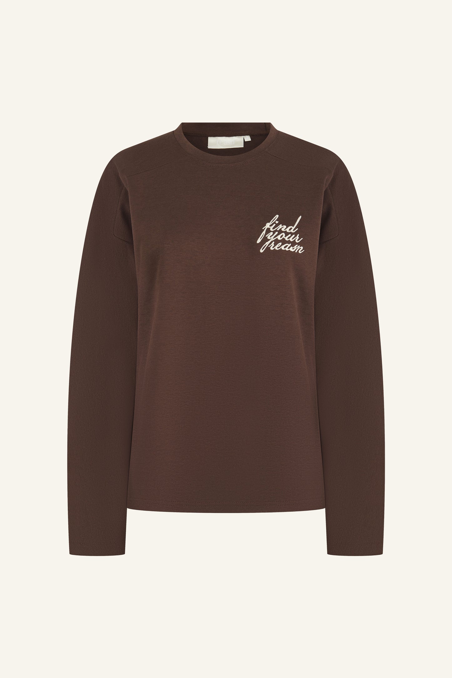 Oversized Long Sleeve Structured T Shirt- Espresso