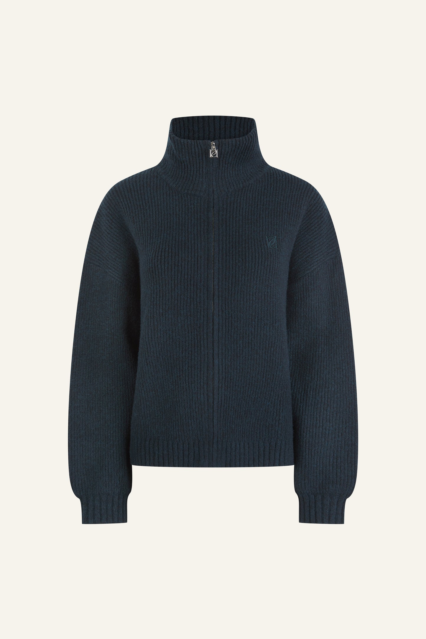 Zip Through Premium Knitted Jacket - Midnight Blue