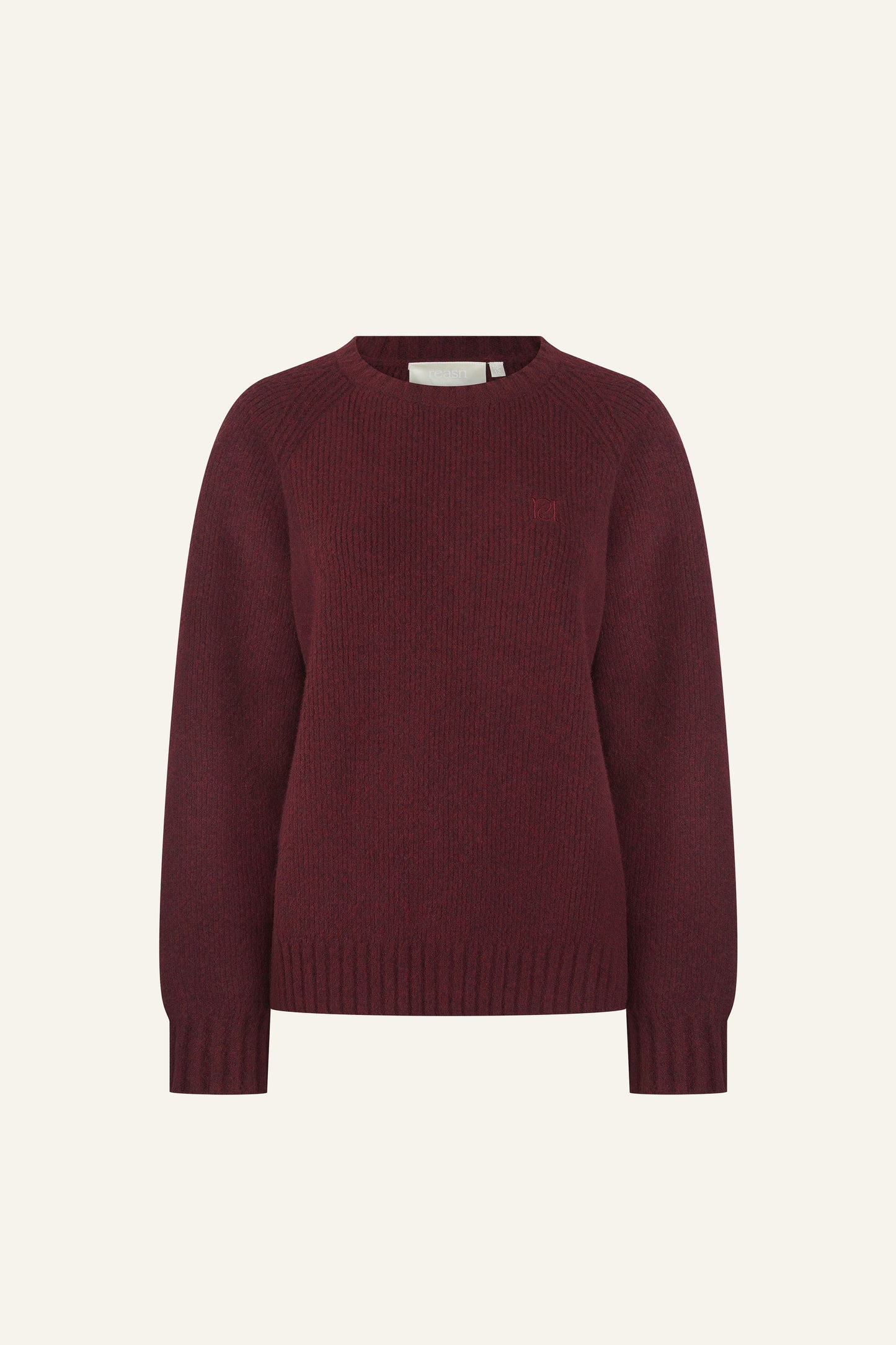 Oversized Premium Crew Neck Knitted Jumper - Dark Cherry