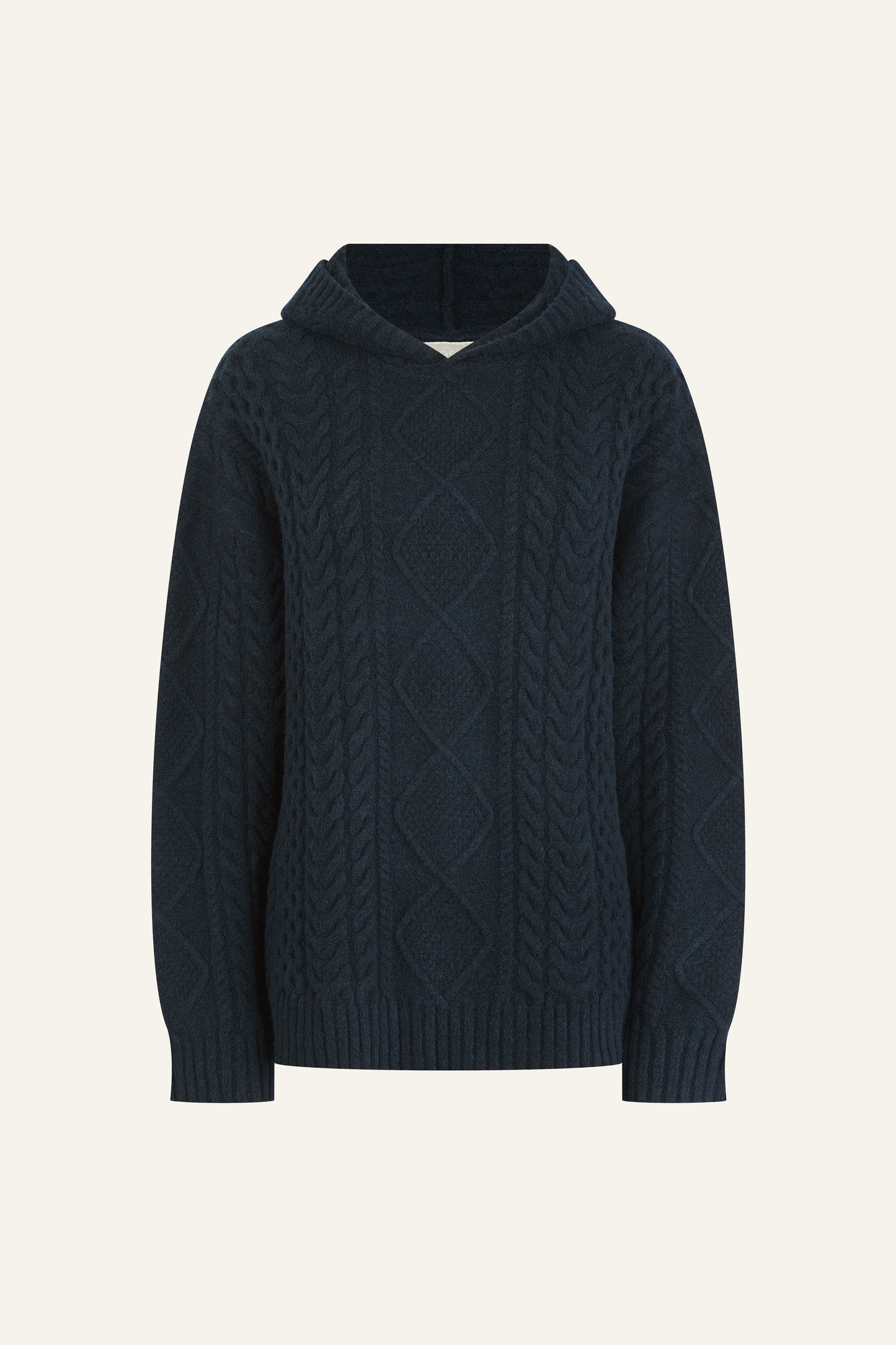 Chunky Cable Premium Knitted Hoodie - Midnight Blue