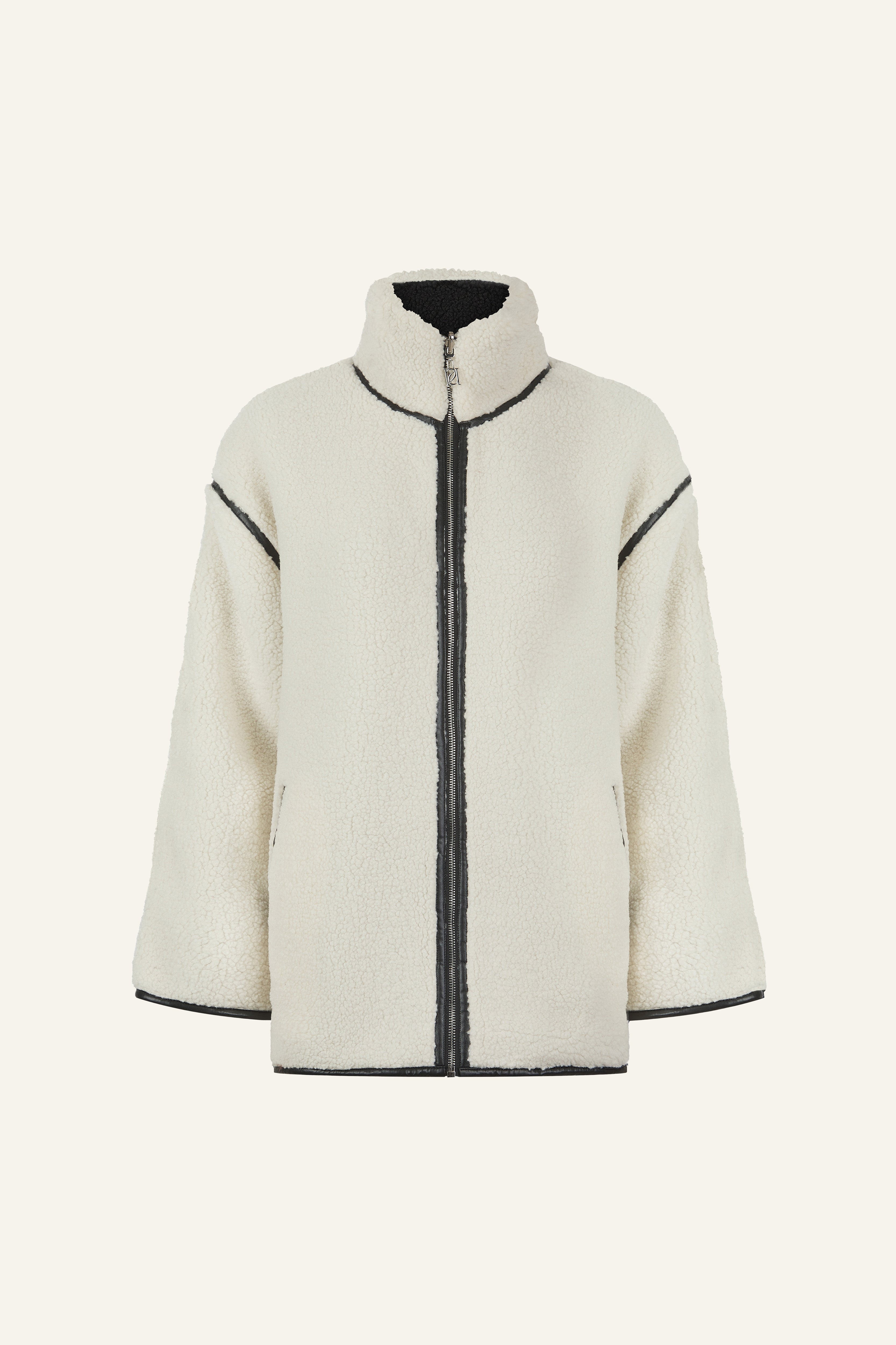 Reversible Borg Zip Through Jacket - Crème – reasn