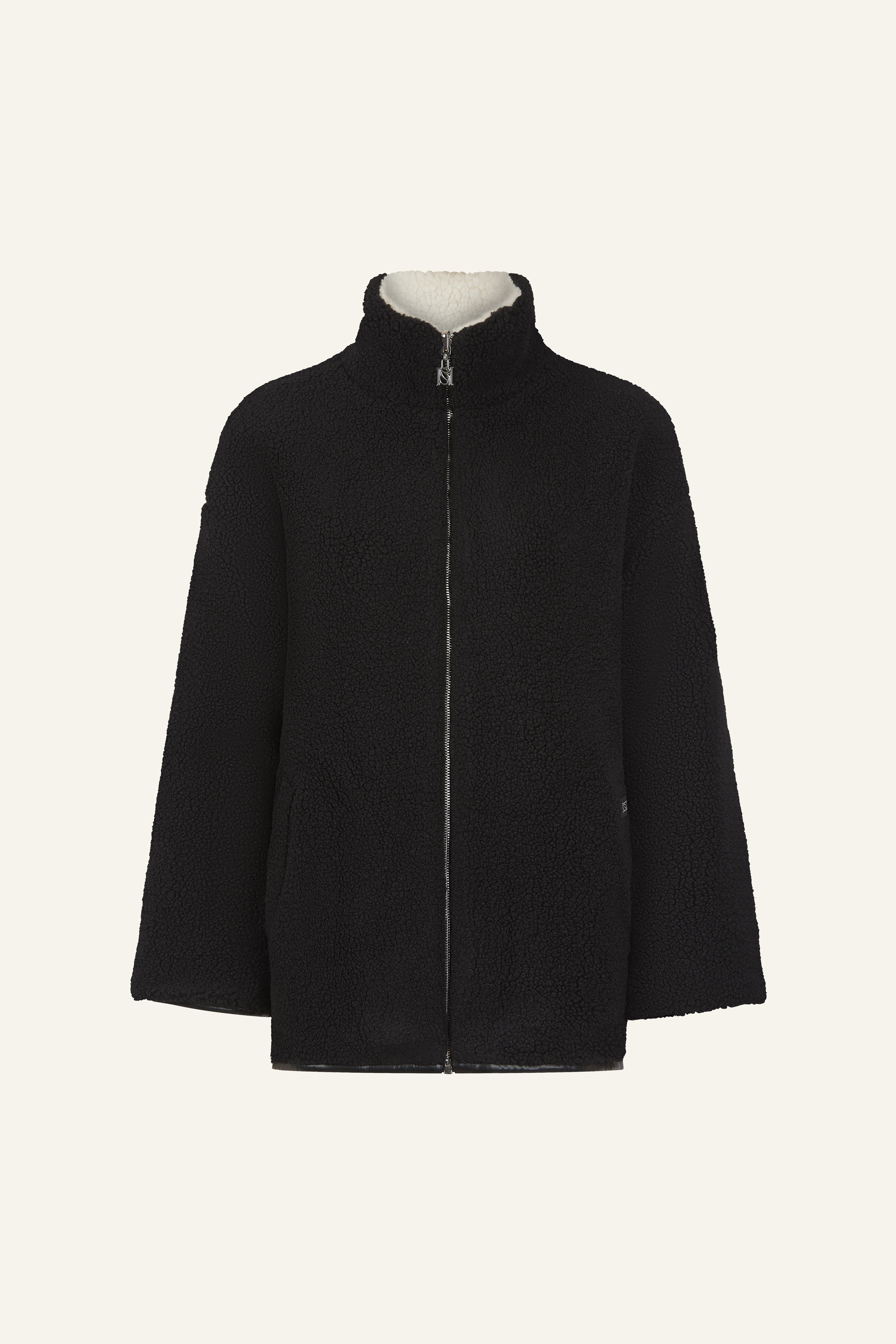Reversible Borg Zip Through Jacket - Crème – reasn
