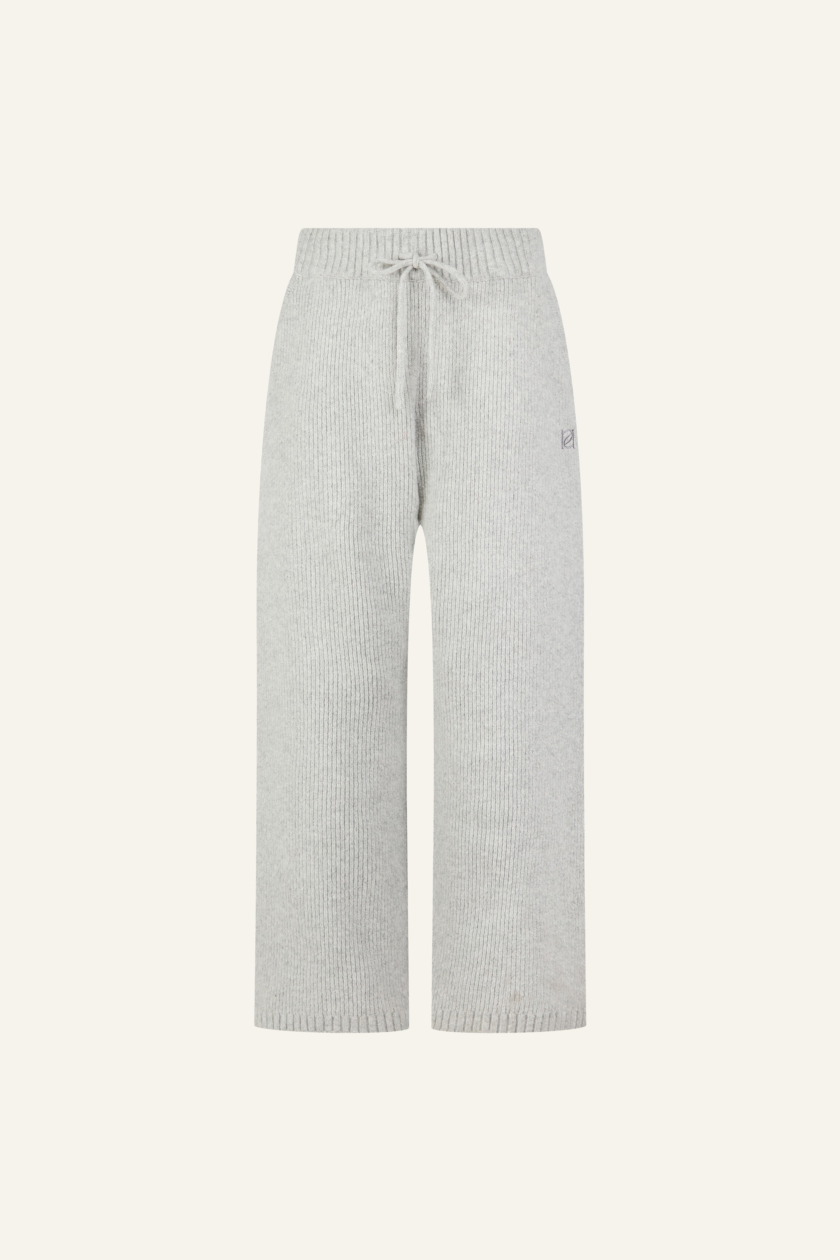 Wide Leg Premium Knitted Trousers in Grey Marl | Reasn – reasn