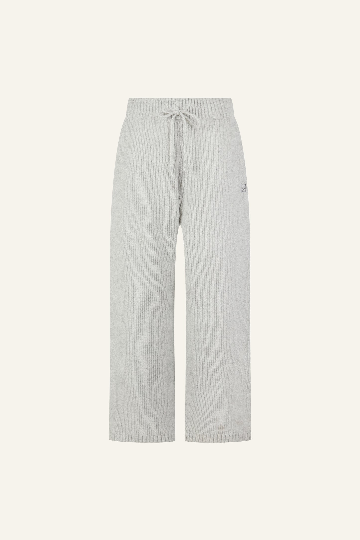 Wide Leg Premium Knitted Trousers - Grey Marl