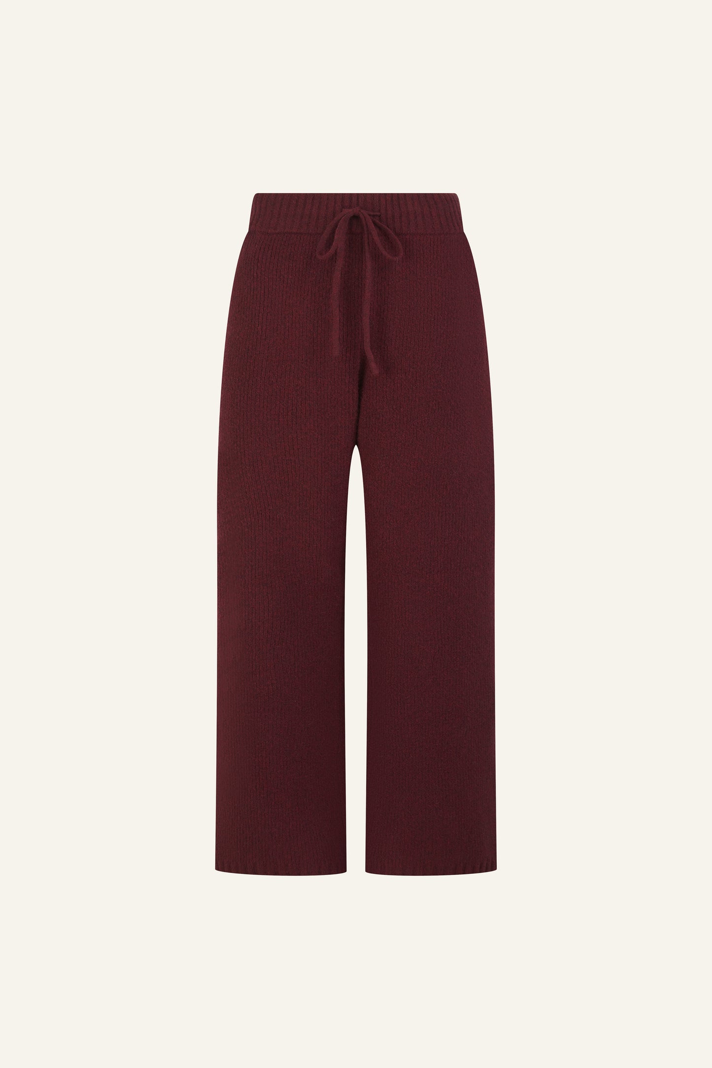 Wide Leg Premium Knitted Trousers - Dark Cherry