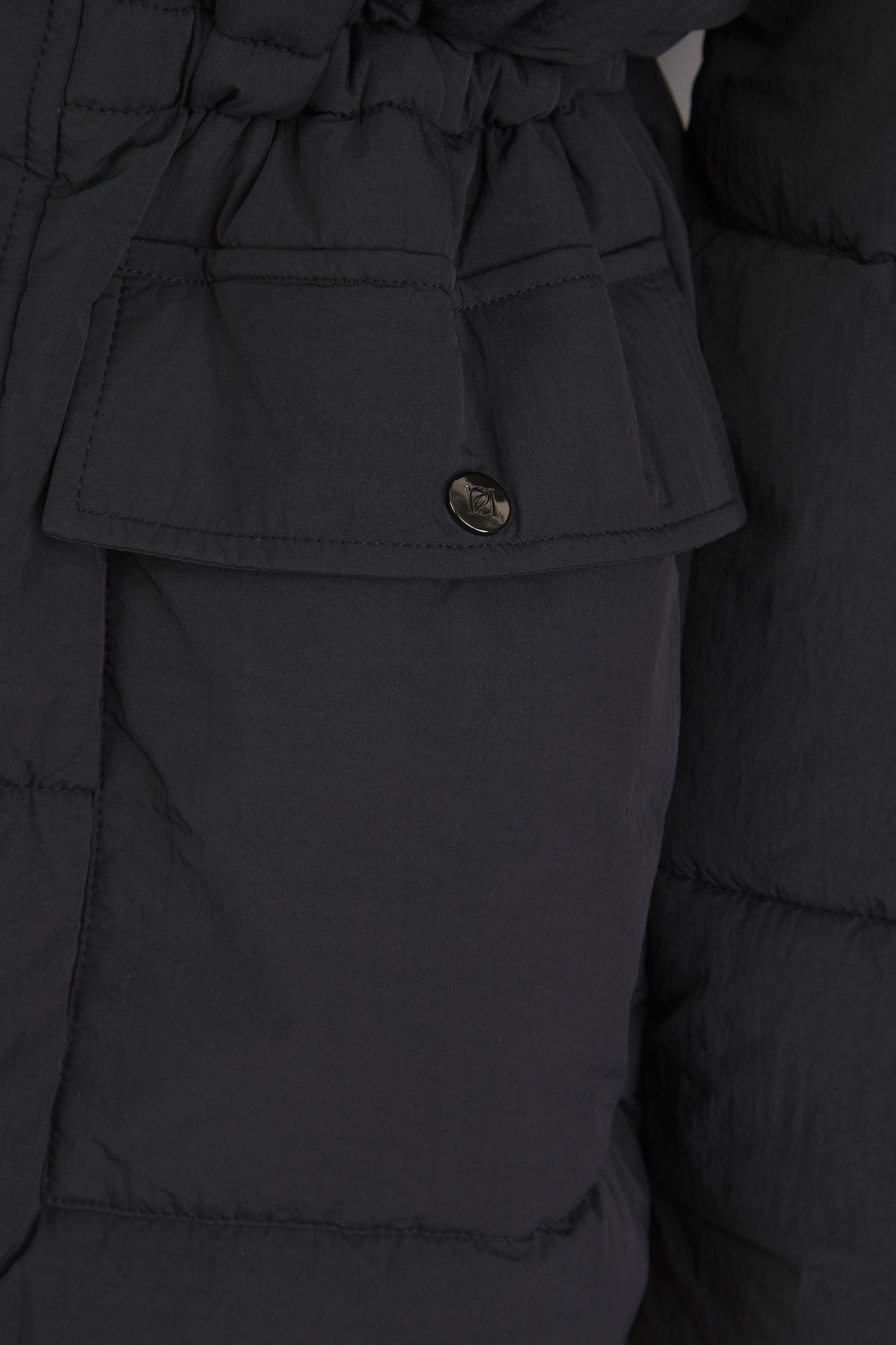Cinched Waist Puffer Coat - Core Black