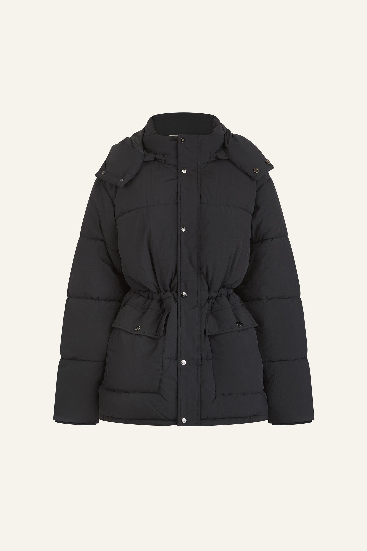 Cinched Waist Puffer Coat - Core Black