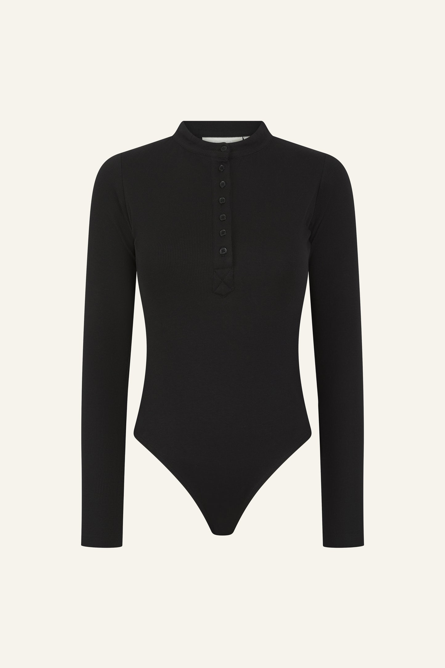 Ribbed Button Front Built in Bra Bodysuit - Core Black