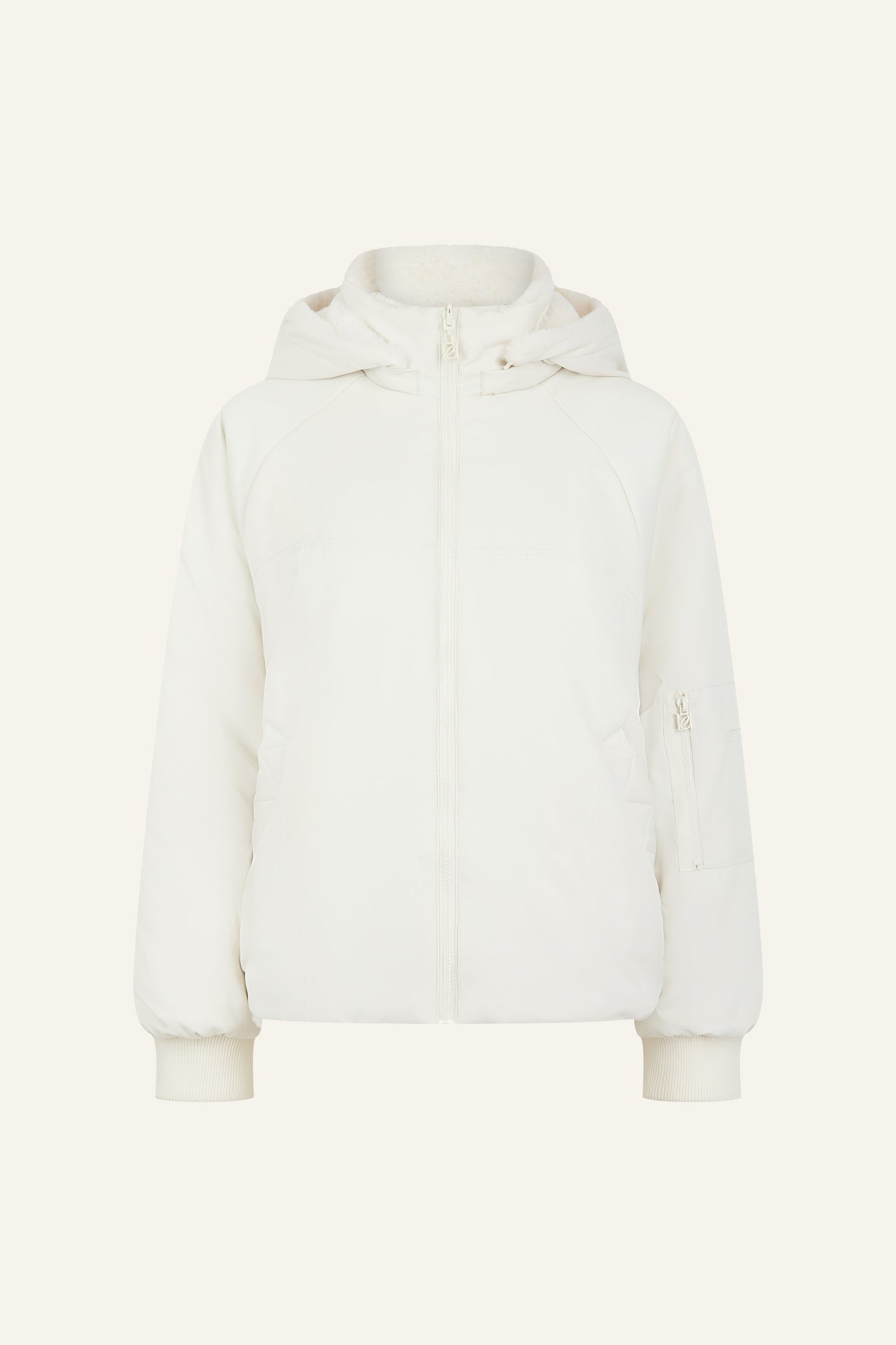 Reversible Faux Fur Coat - Crème