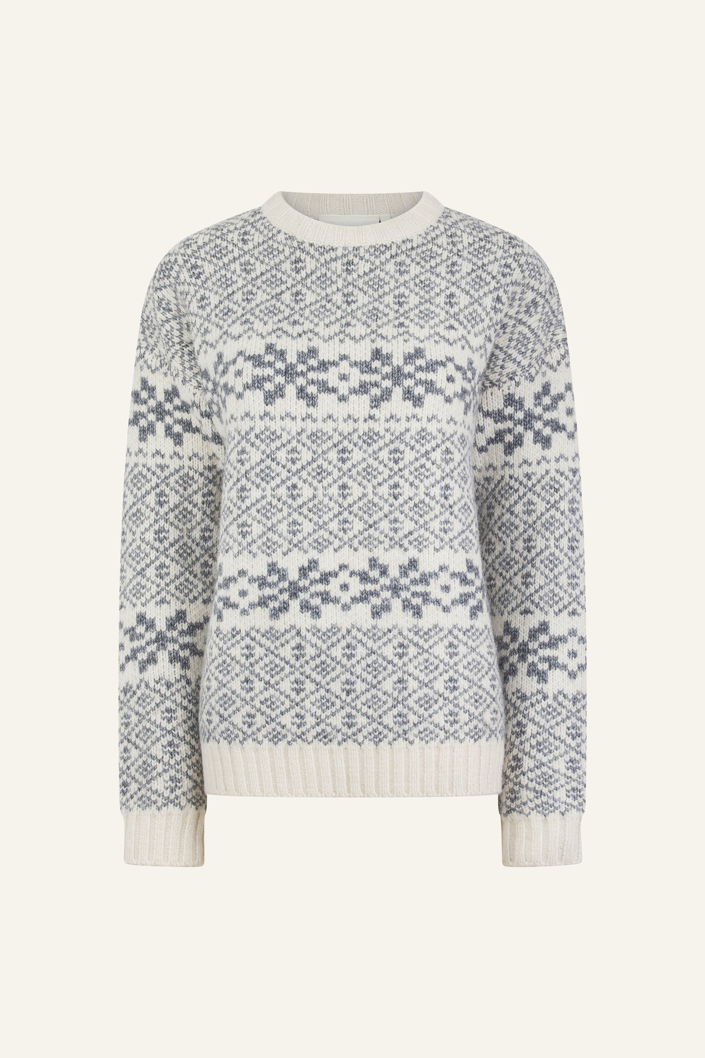 Fair Isle Detail Knitted Jumper - Powder Blue