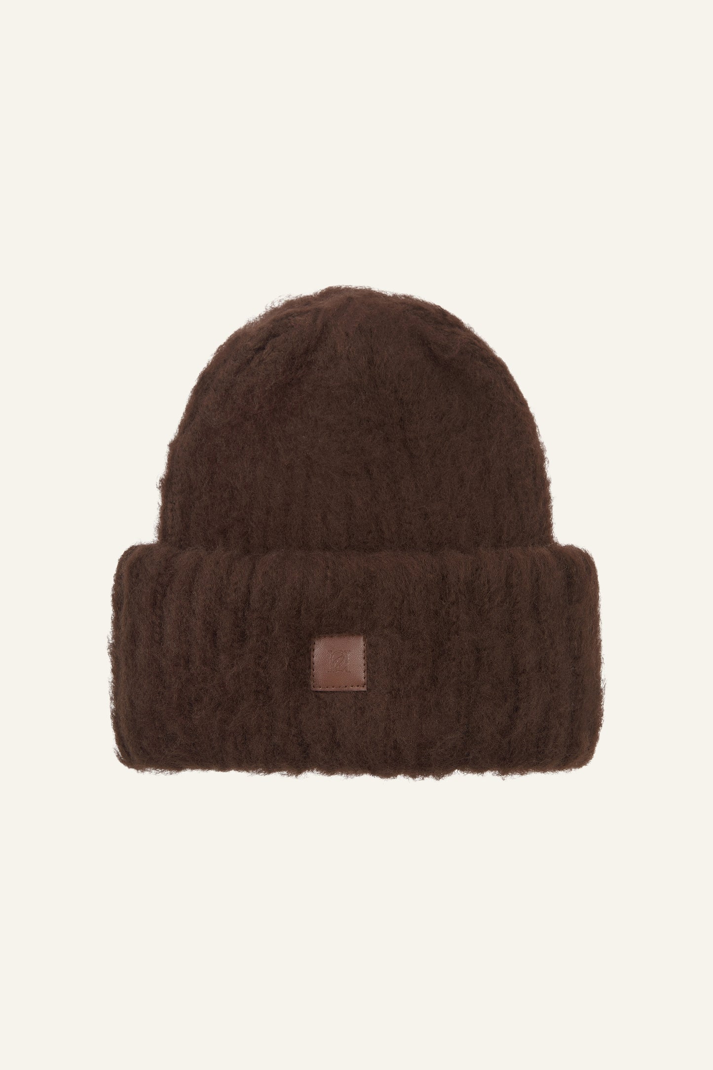 Fluffy Knitted Beanie Hat - Espresso