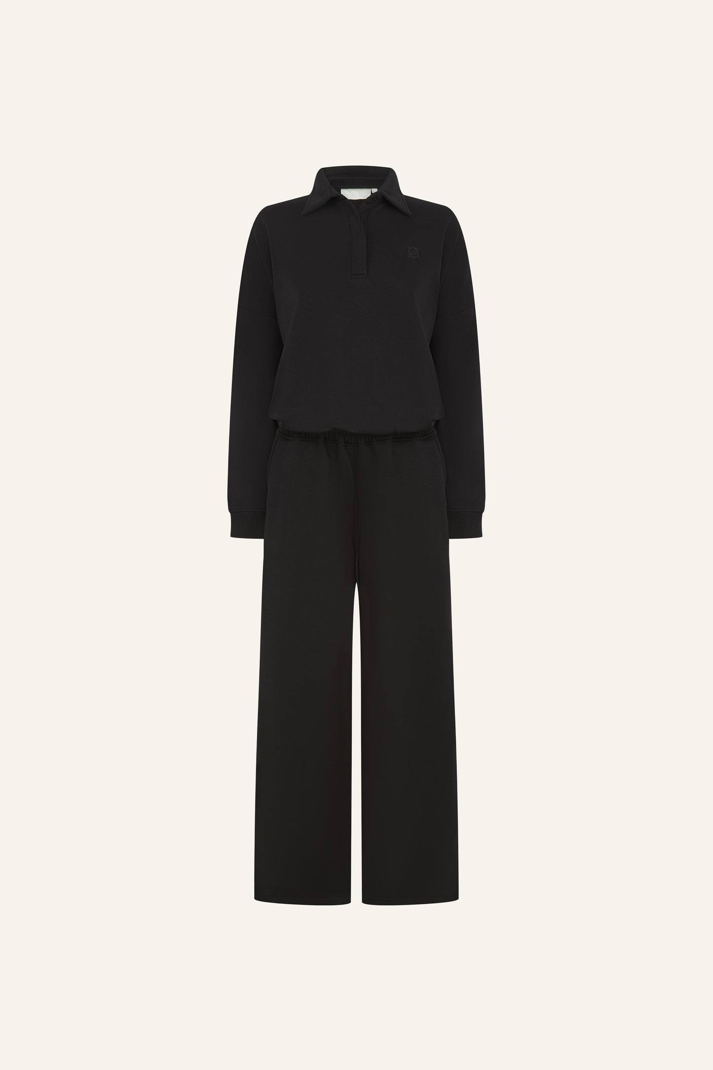 Button Front Collar 2 in 1 Tracksuit - Core Black