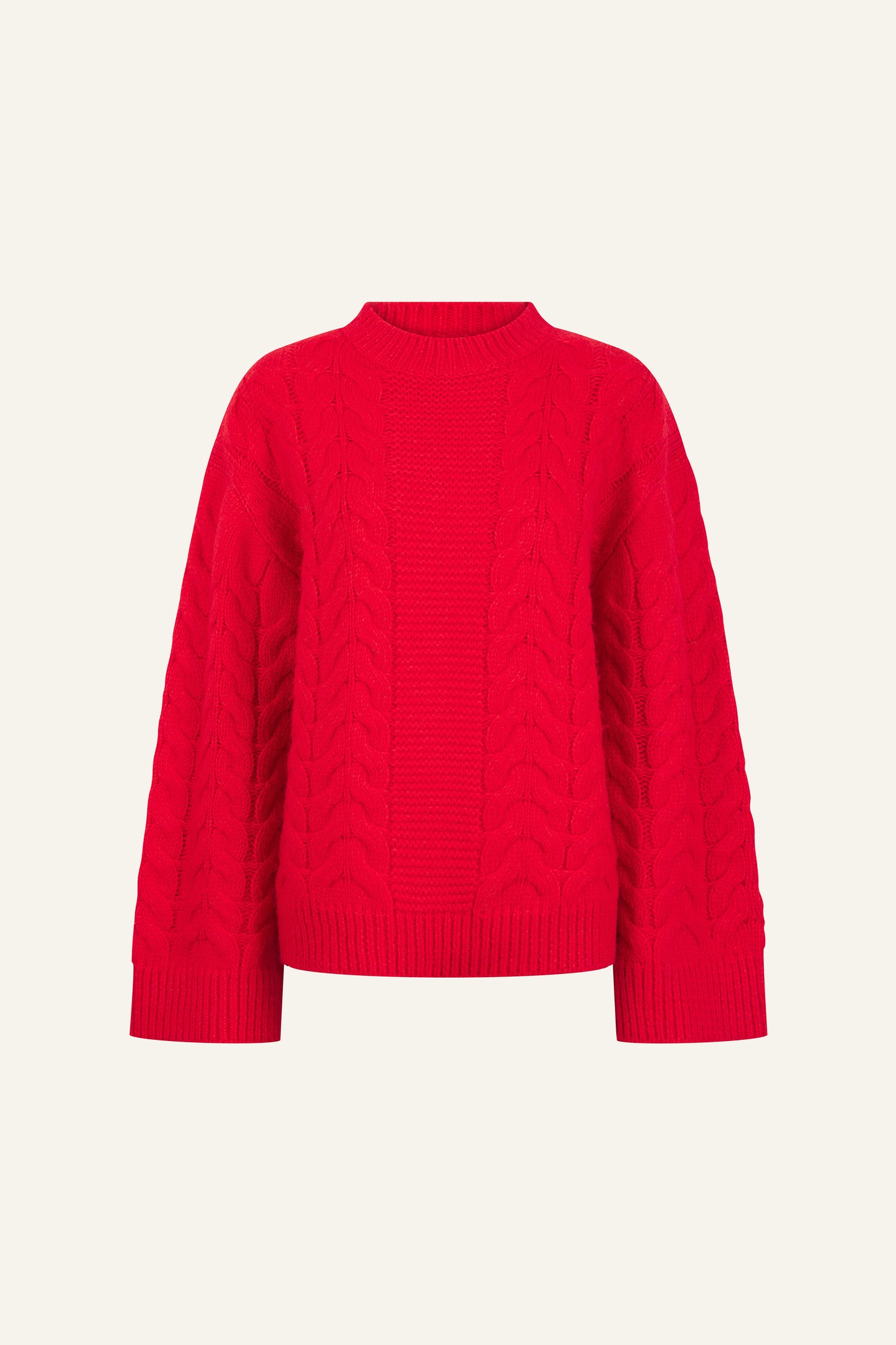 Chunky Cable Knitted Jumper - Ruby Red