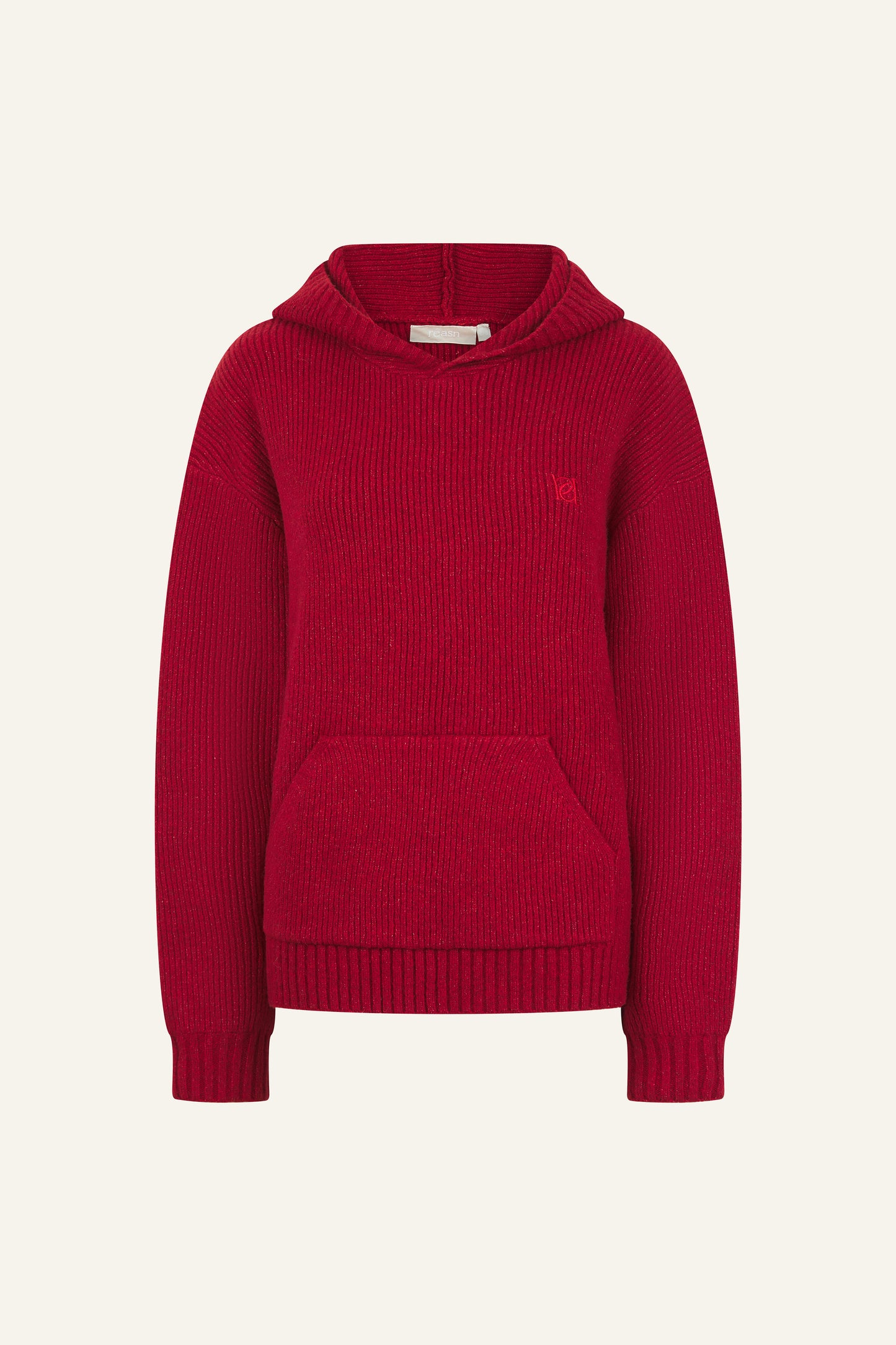 Oversized Premium Knitted Hoodie - Ruby Red