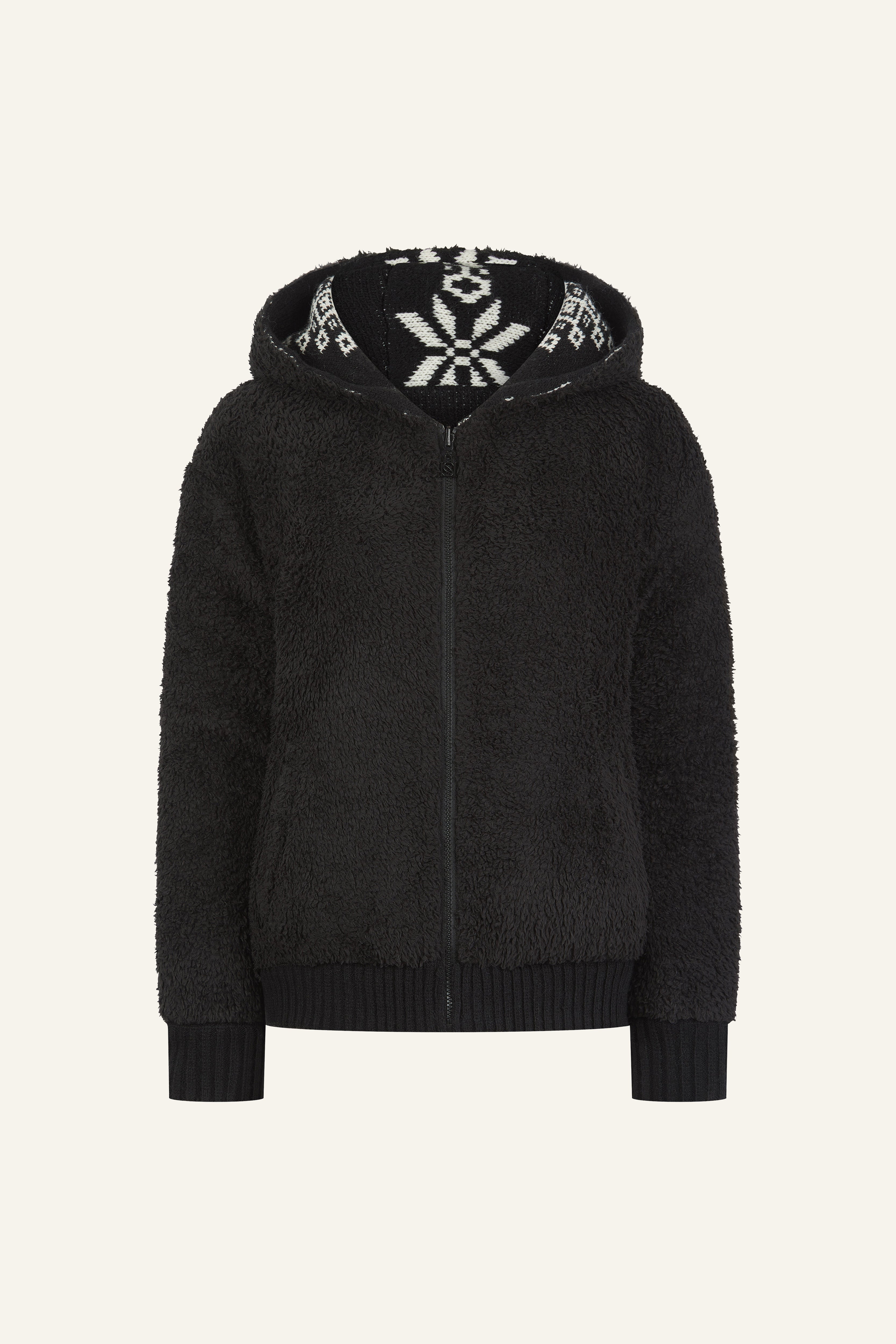 Fairisle Reversible Zip Through Knitted Hoodie - Core Black – reasn