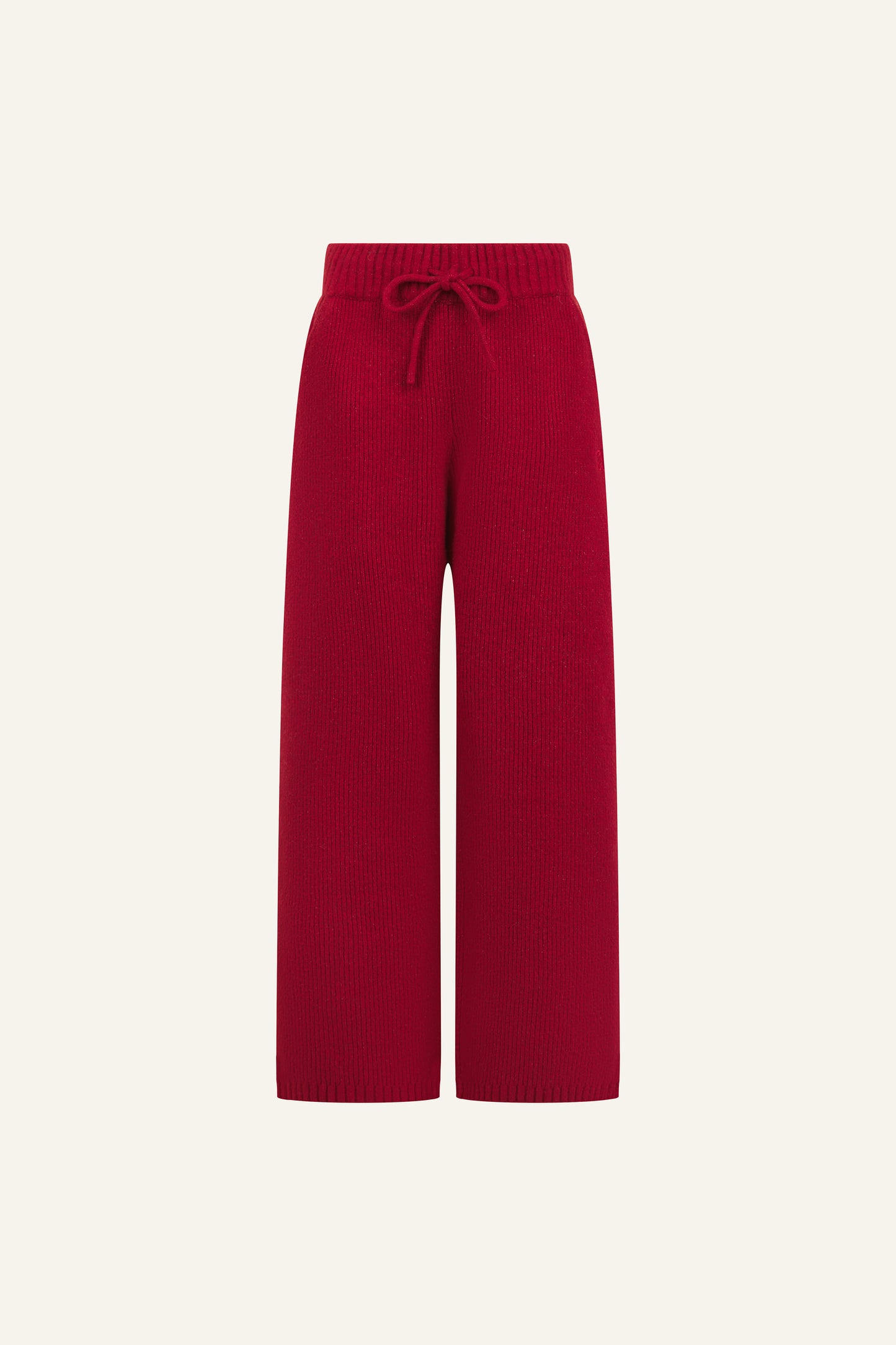 Wide Leg Premium Knitted Trousers - Ruby Red