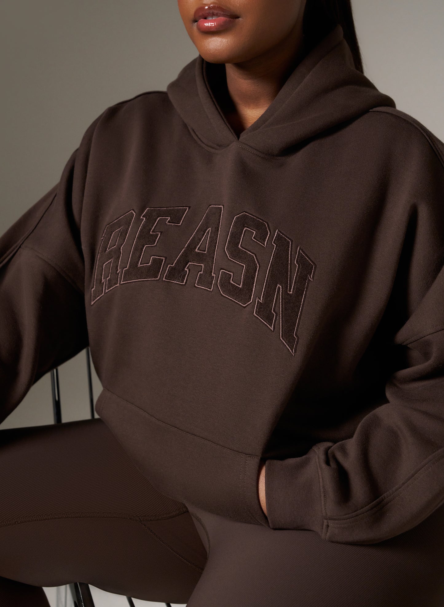 Oversized Branded Hoodie - Espresso
