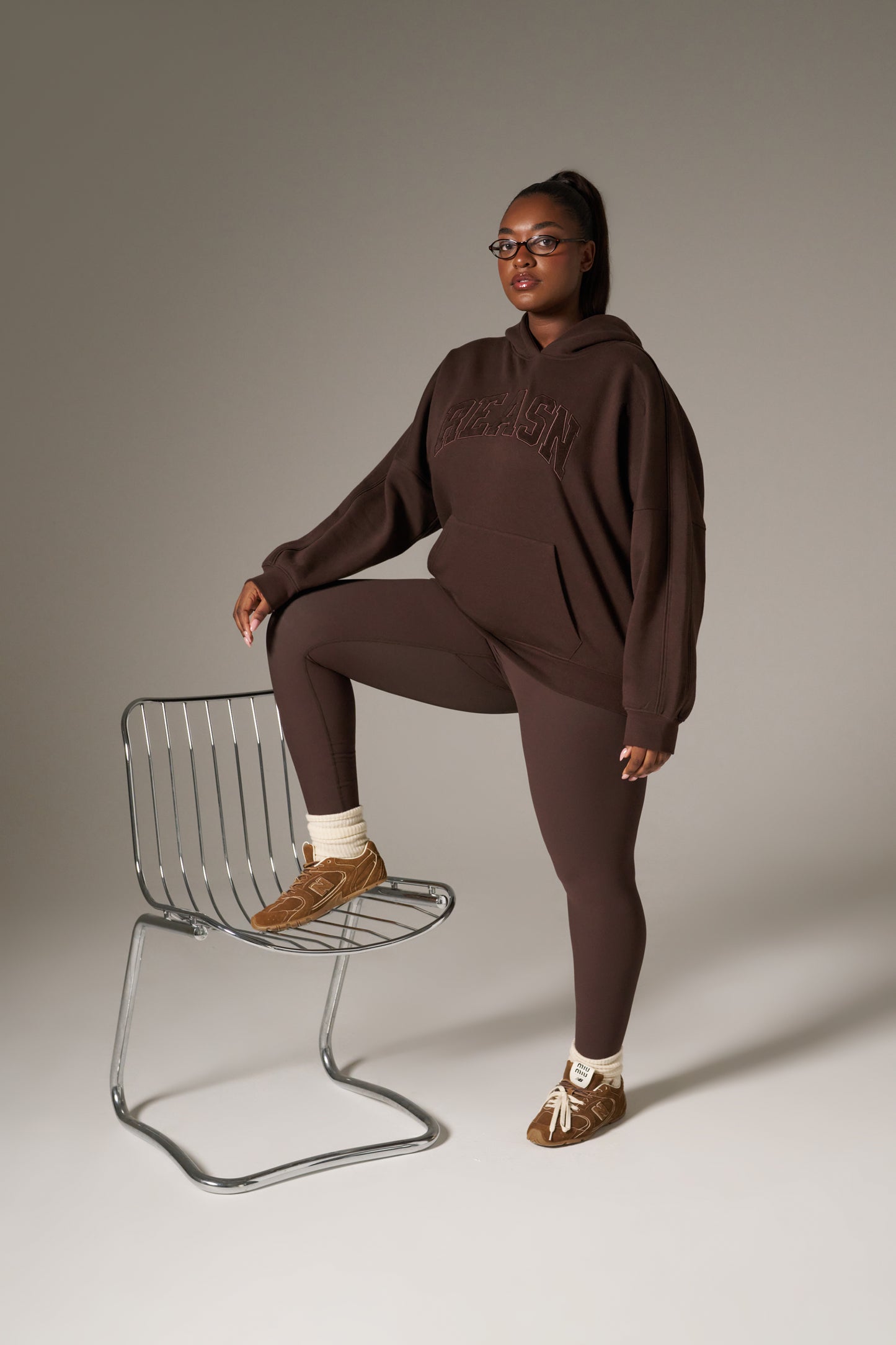 Oversized Branded Hoodie - Espresso