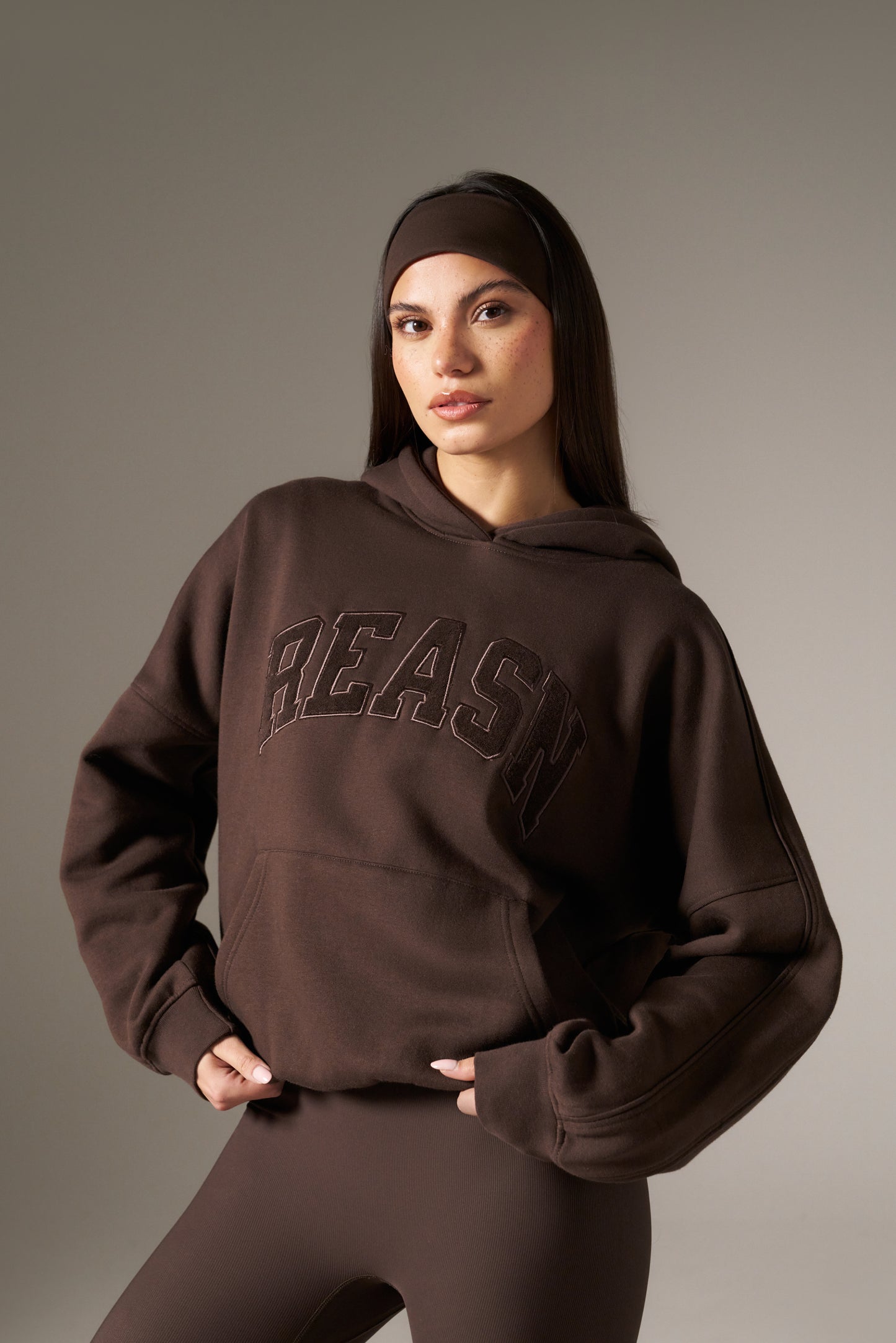 Oversized Branded Hoodie - Espresso