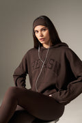 Oversized Branded Hoodie - Espresso