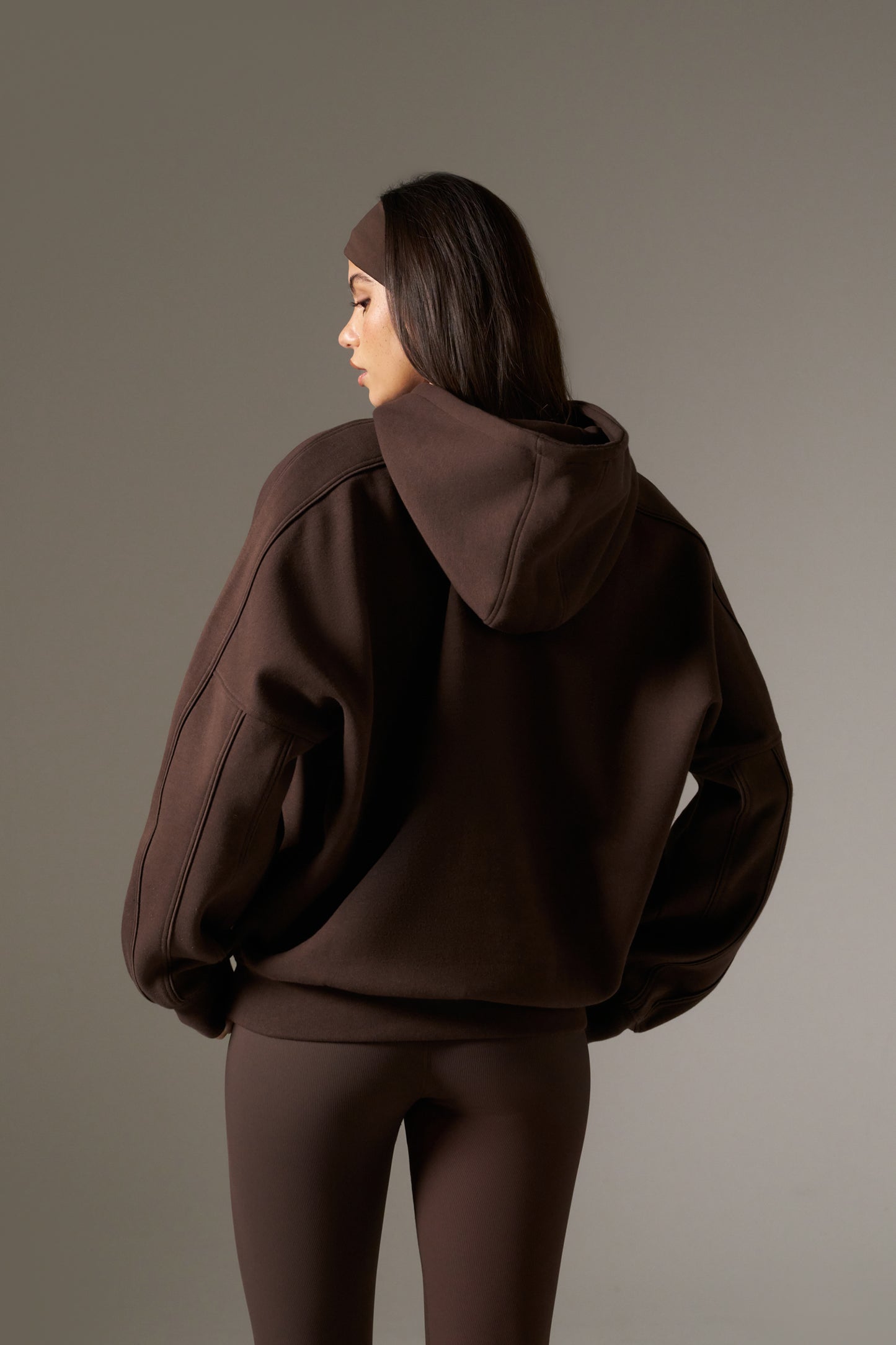 Oversized Branded Hoodie - Espresso