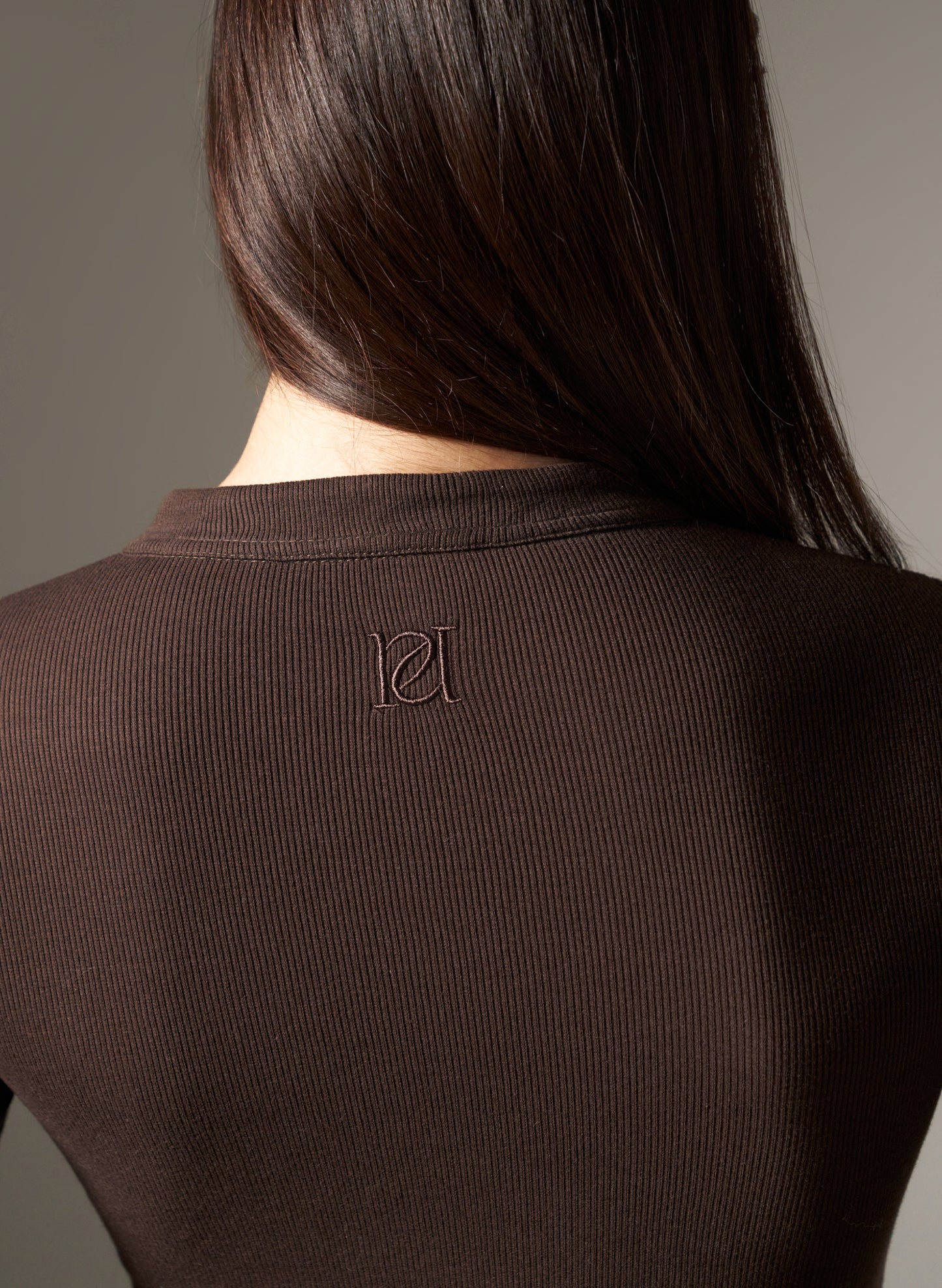 Rib Button Front Built In Bra Bodysuit - Espresso