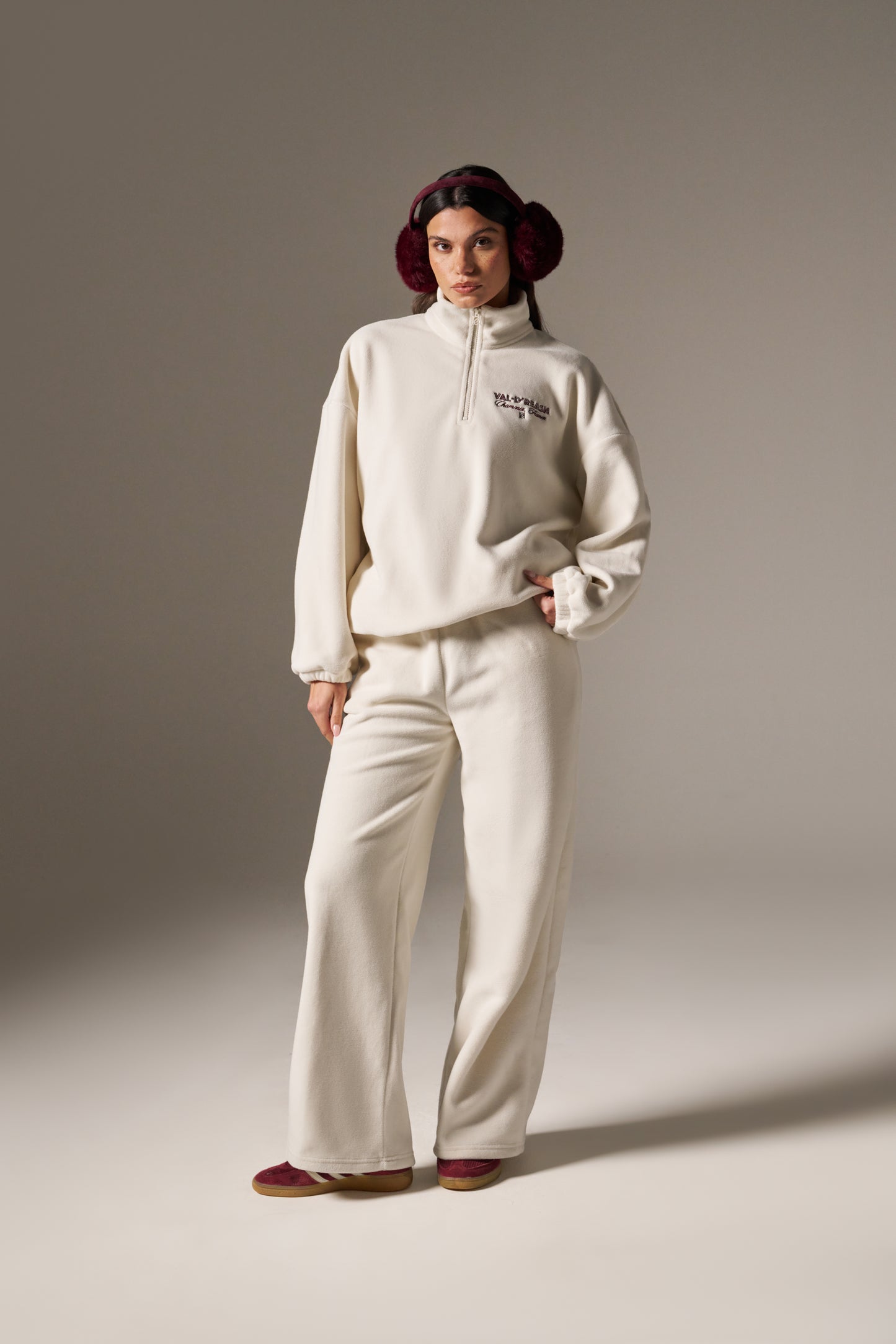 Apres Ski Fleece Wide Leg Joggers - Crème