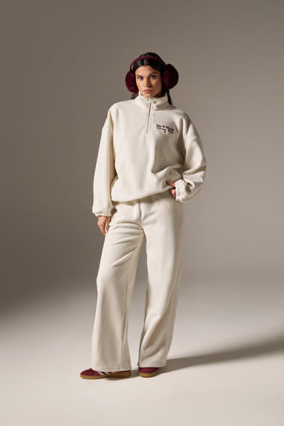 Apres Ski Fleece Wide Leg Joggers - Crème