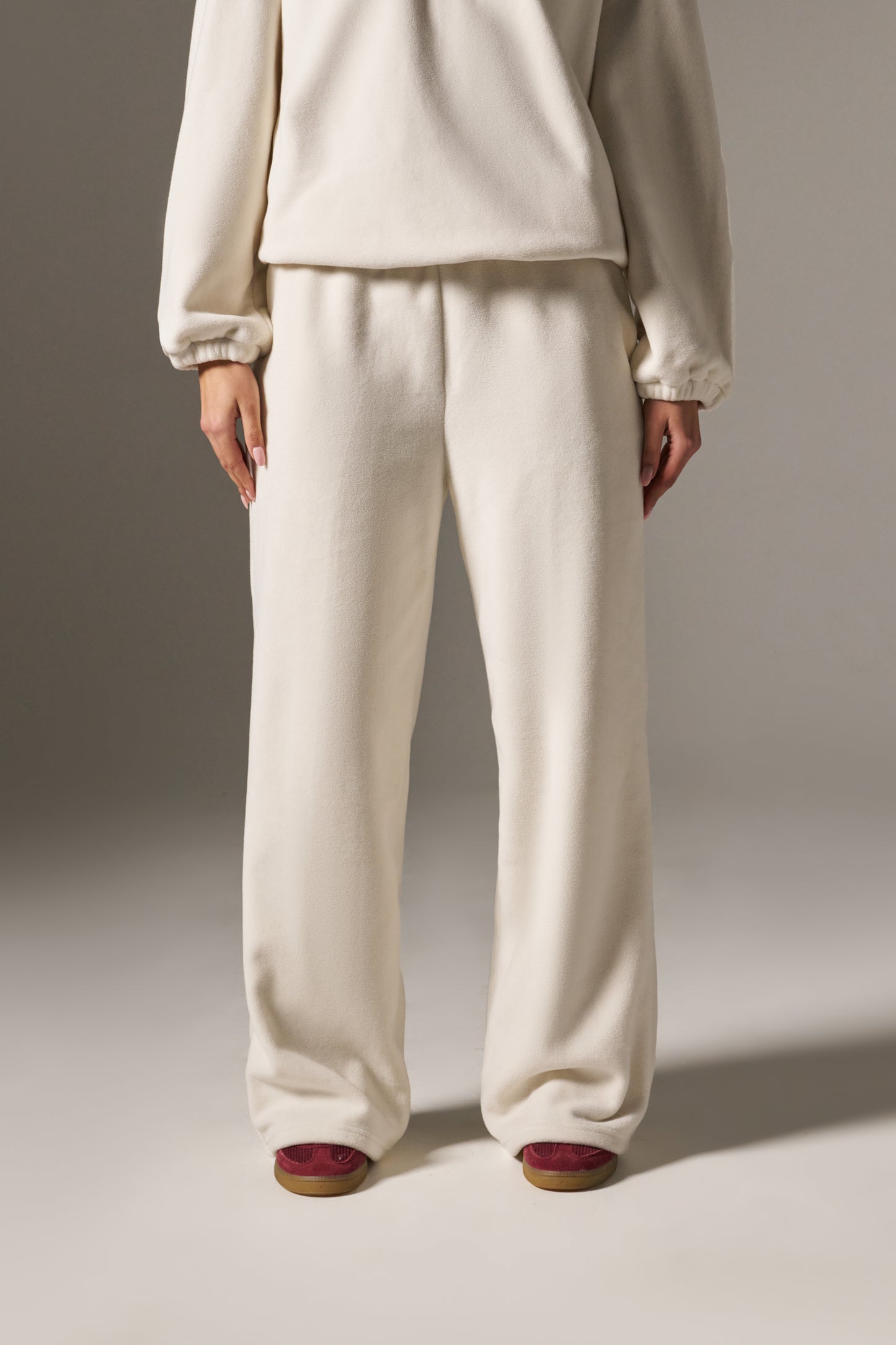 Apres Ski Fleece Wide Leg Joggers - Crème