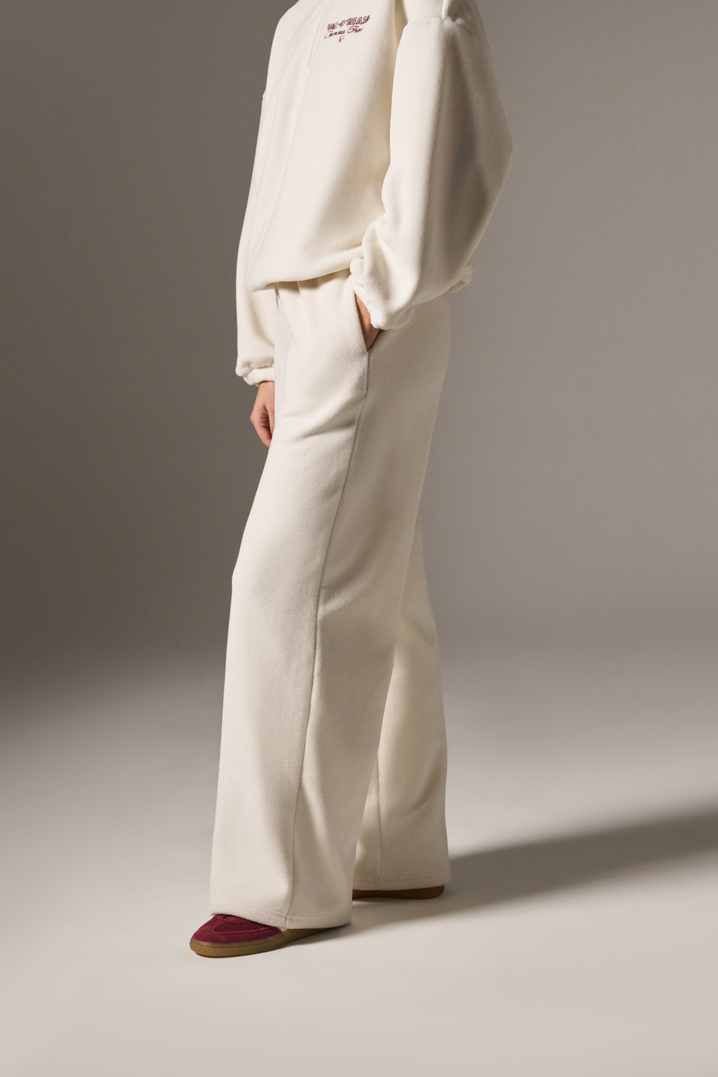 Apres Ski Fleece Wide Leg Joggers - Crème