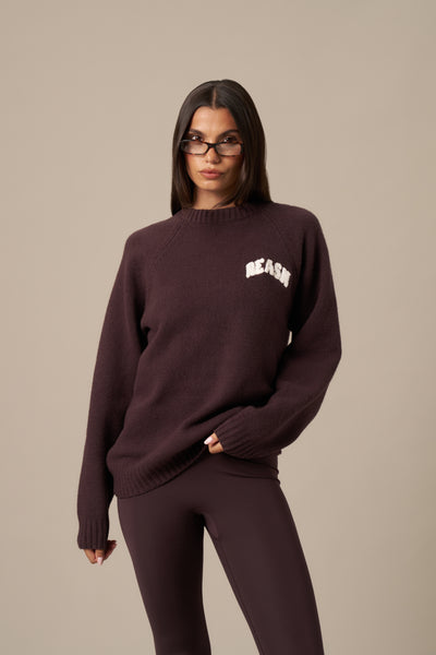 Knitted Crew Neck Oversized Jumper - Fig