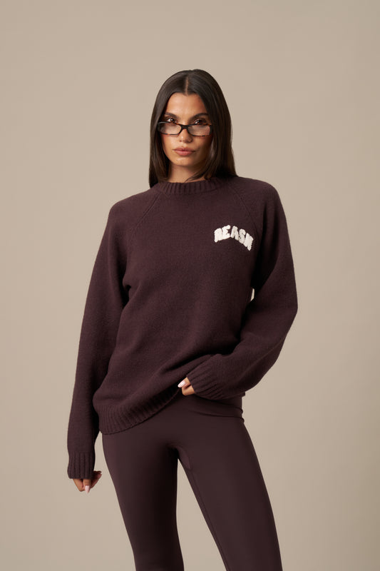 Knitted Crew Neck Oversized Jumper - Fig