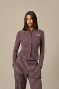 Soft Stripe Long Sleeve Button Front Top - Fig