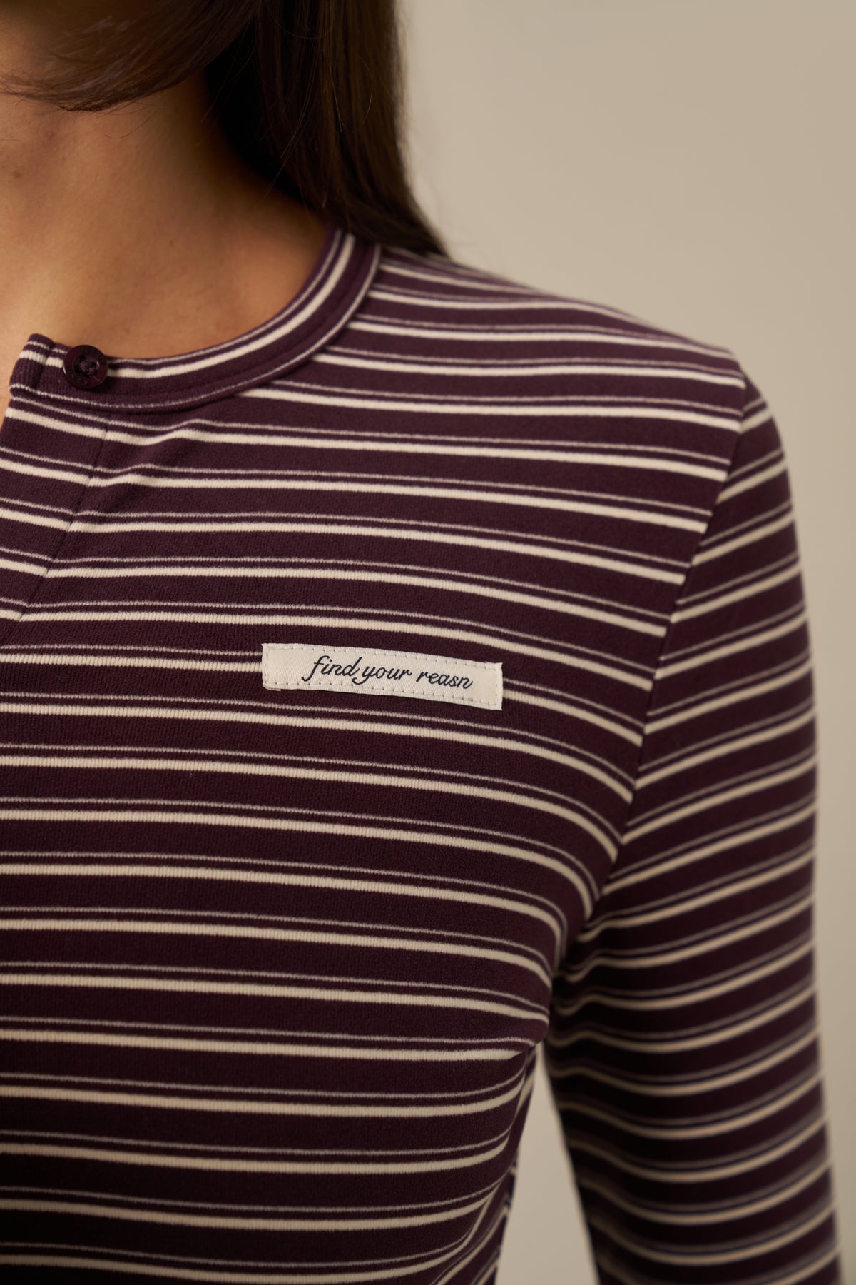 Soft Stripe Long Sleeve Button Front Top - Fig