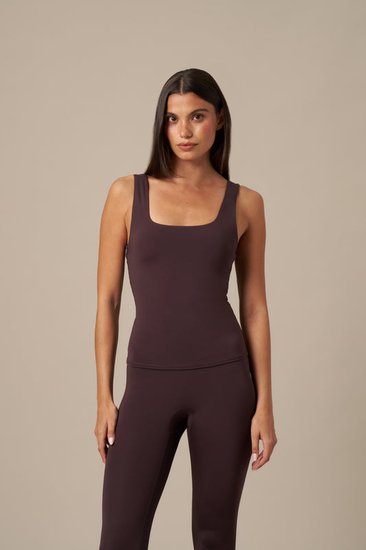 Super Soft Built In Bra Vest Top - Fig
