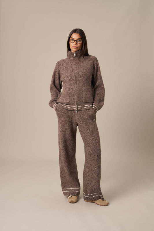 Knitted Wide Leg Trousers - Cappuccino