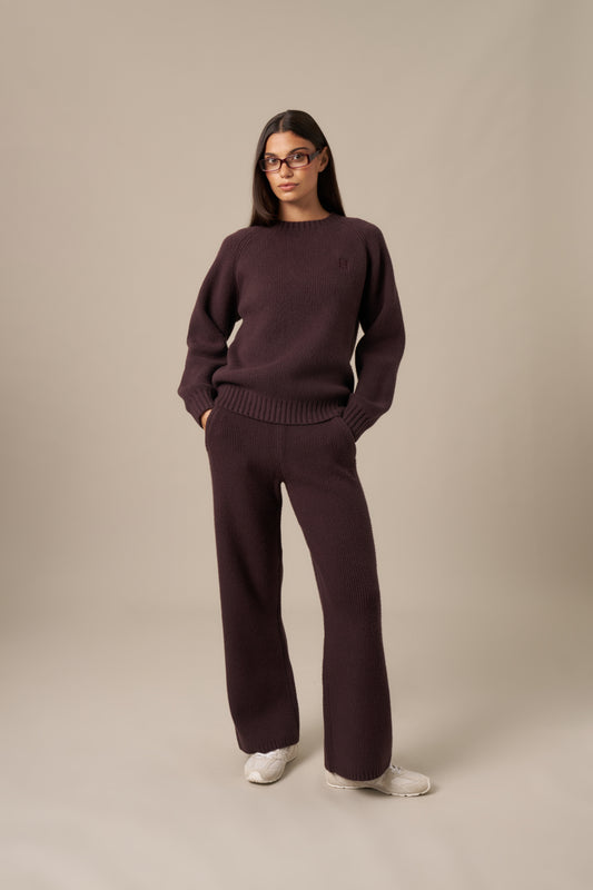 Wide Leg Premium Knit Trousers - Fig