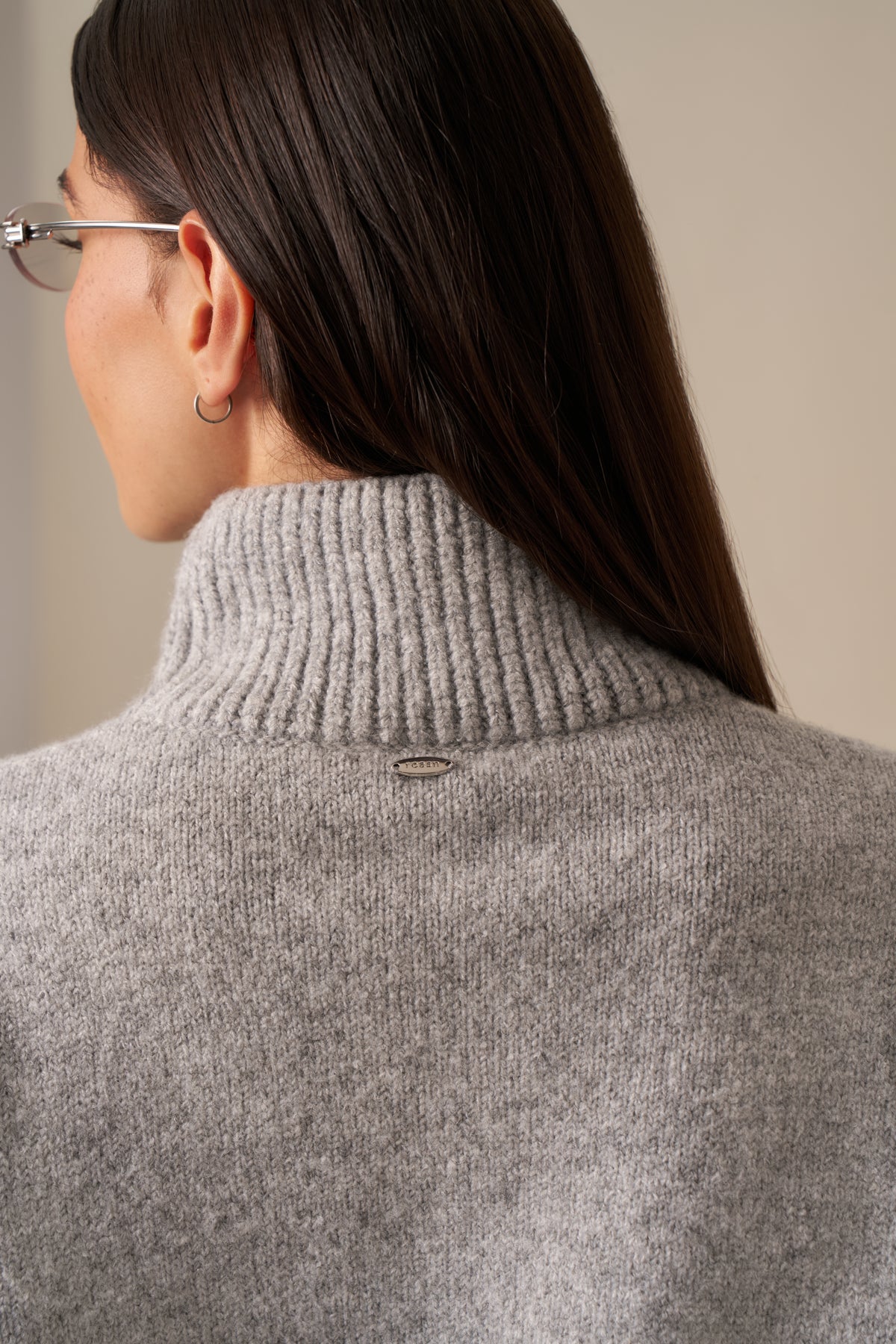 Funnel Neck Knitted 2 In 1 Co Ord - Grey Marl