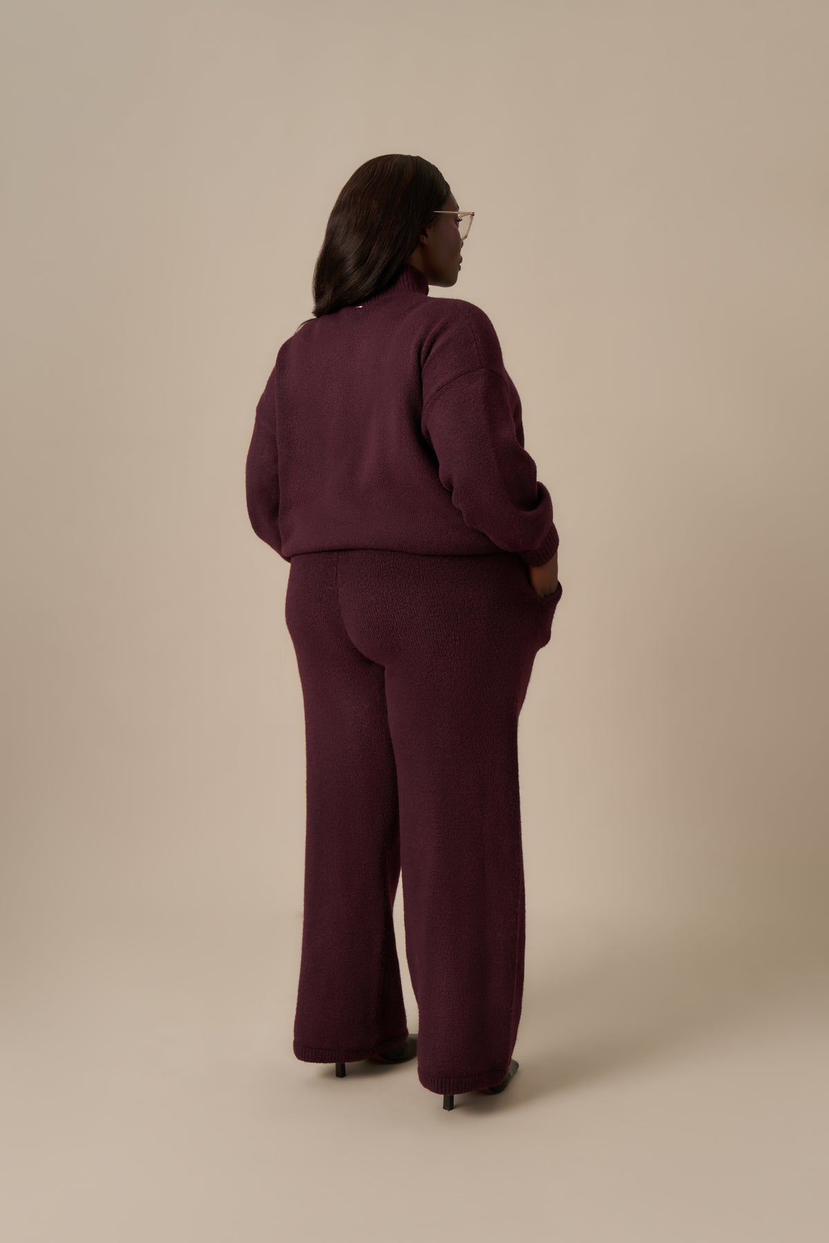 Quarter Zip Knitted 2 In 1 Co Ord - Fig