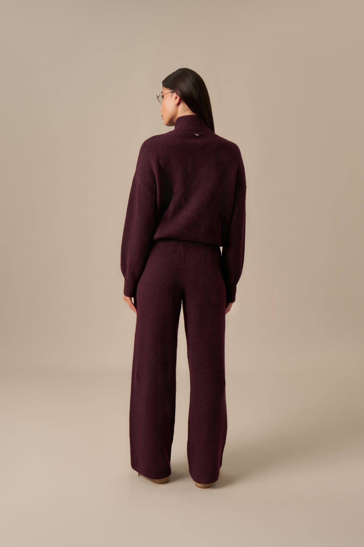 Quarter Zip Knitted 2 In 1 Co Ord - Fig