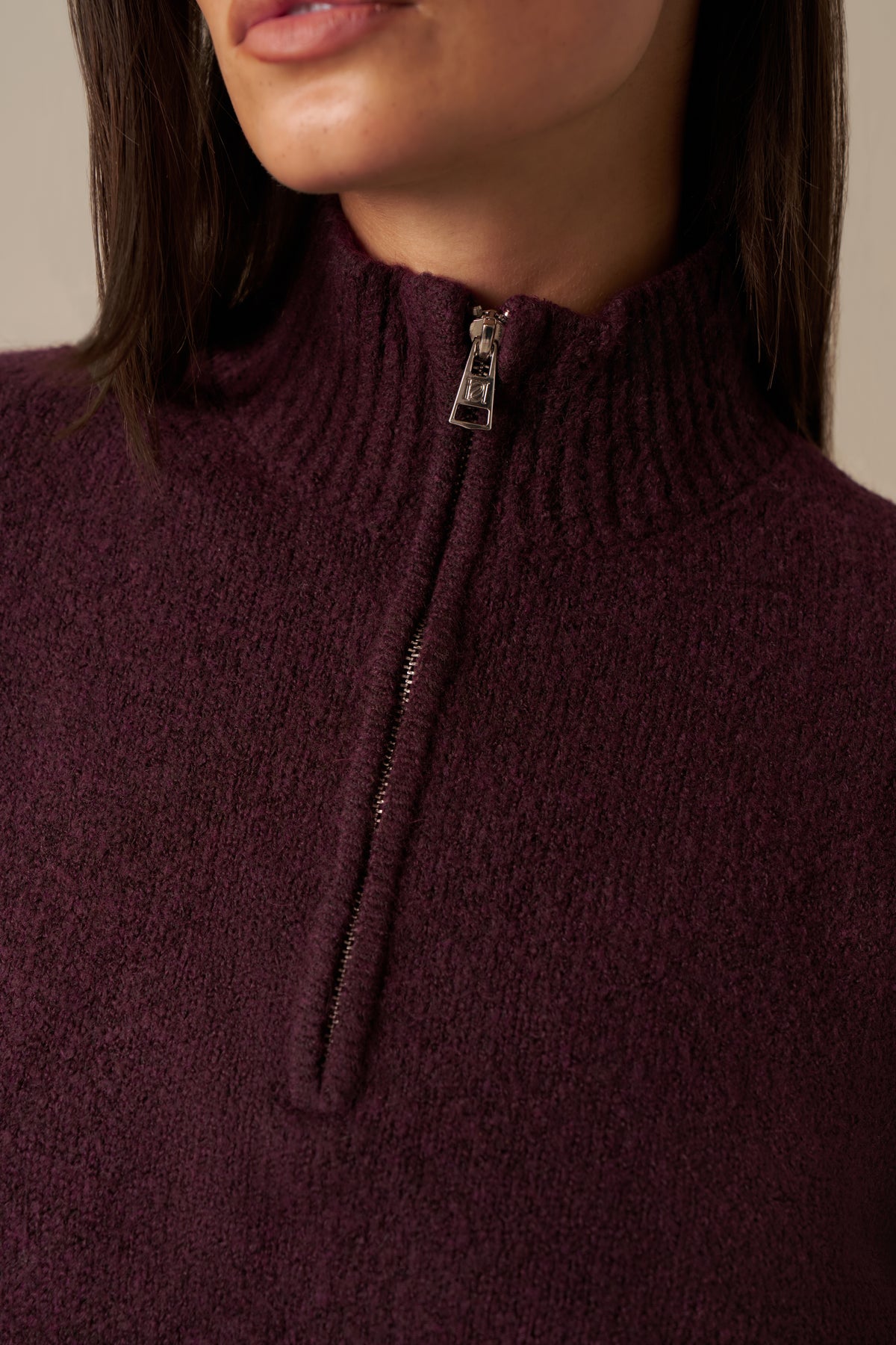 Quarter Zip Knitted 2 In 1 Co Ord - Fig
