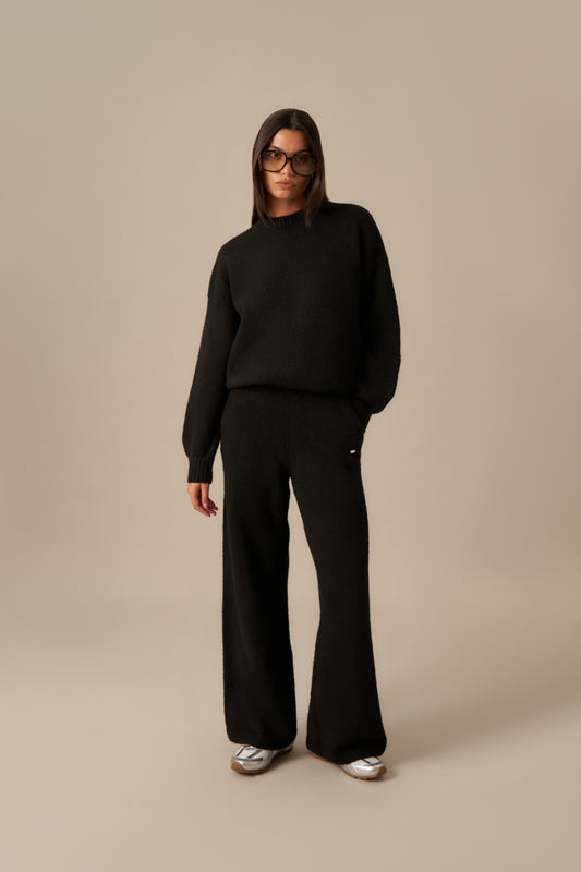 Crew Neck Knitted 2 In 1 Co Ord - Core Black