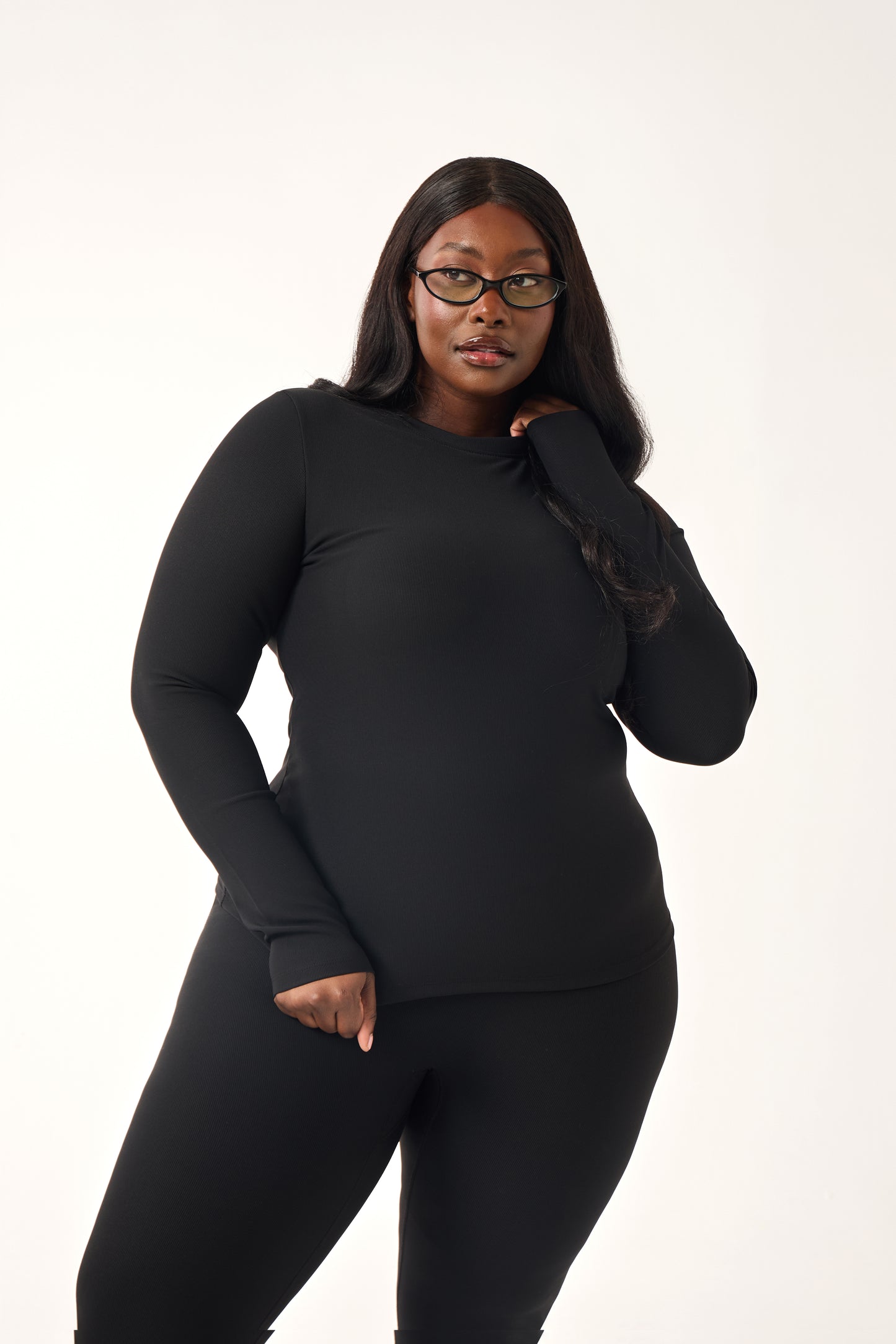 The Sculpt Crew Neck Built In Bra Top - Core Black
