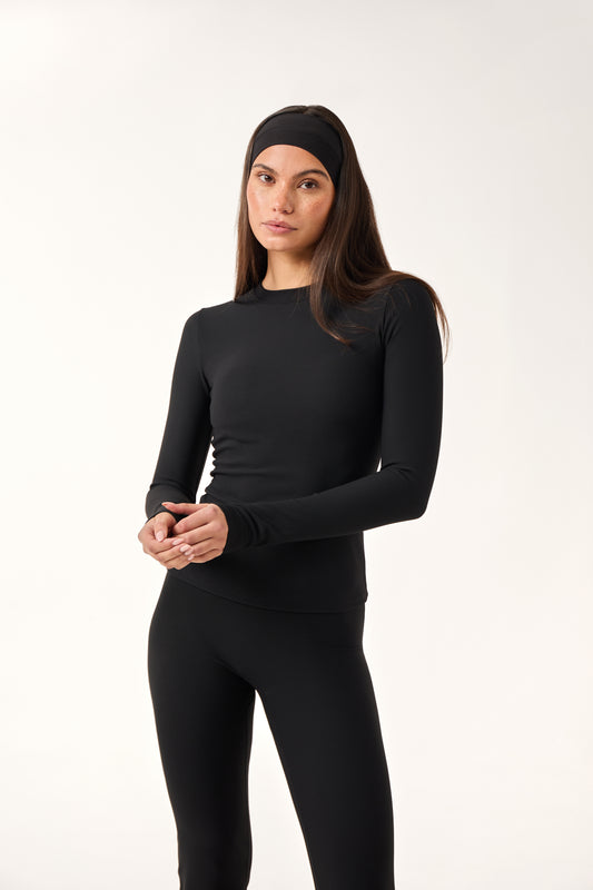 The Sculpt Crew Neck Built In Bra Top - Core Black
