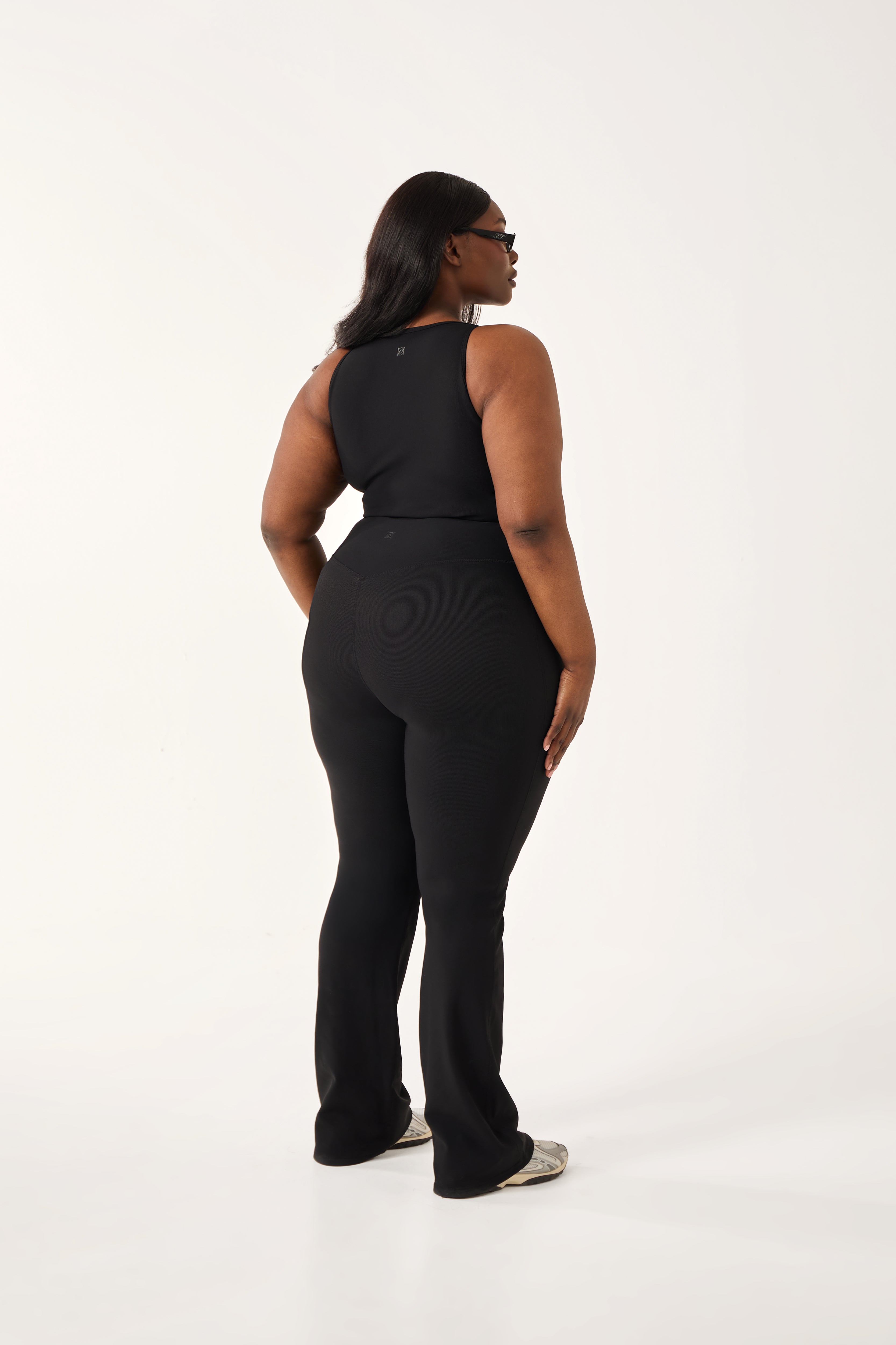 The Sculpt Wrap Waistband Flare Leg Trouser - Core Black – reasn